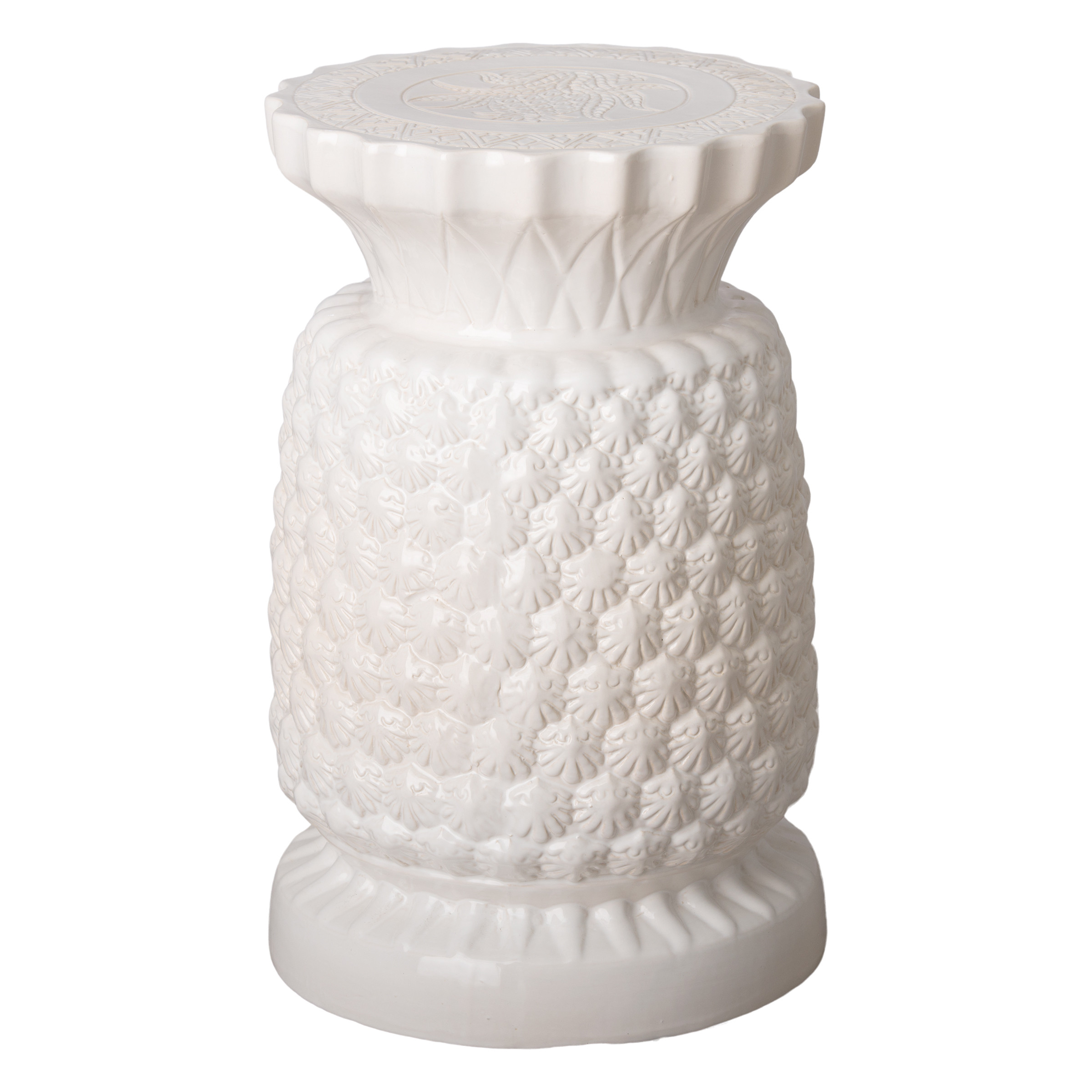 19 in. Large Pineapple Ceramic Garden Stool