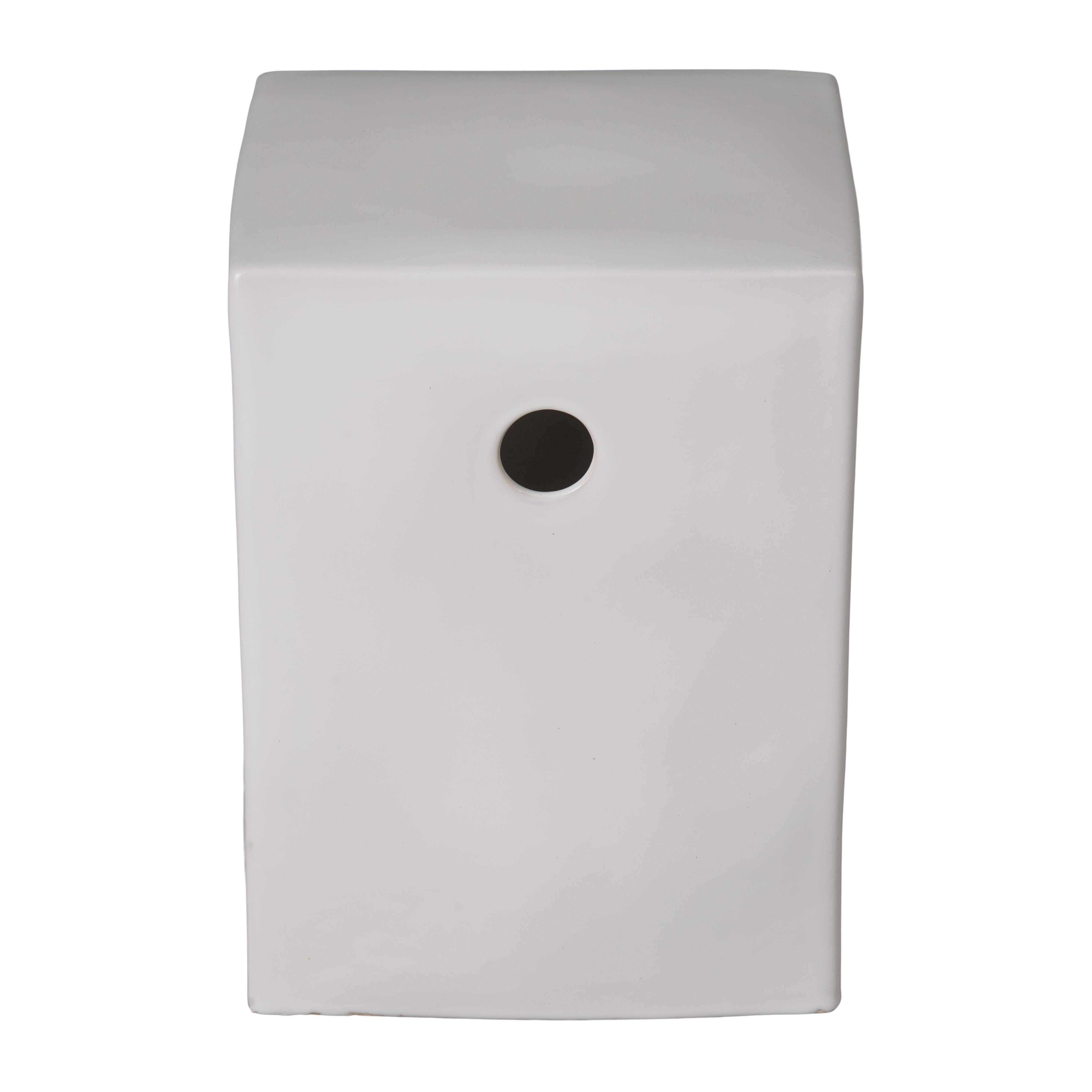 18 in. Square White Ceramic Garden Stool
