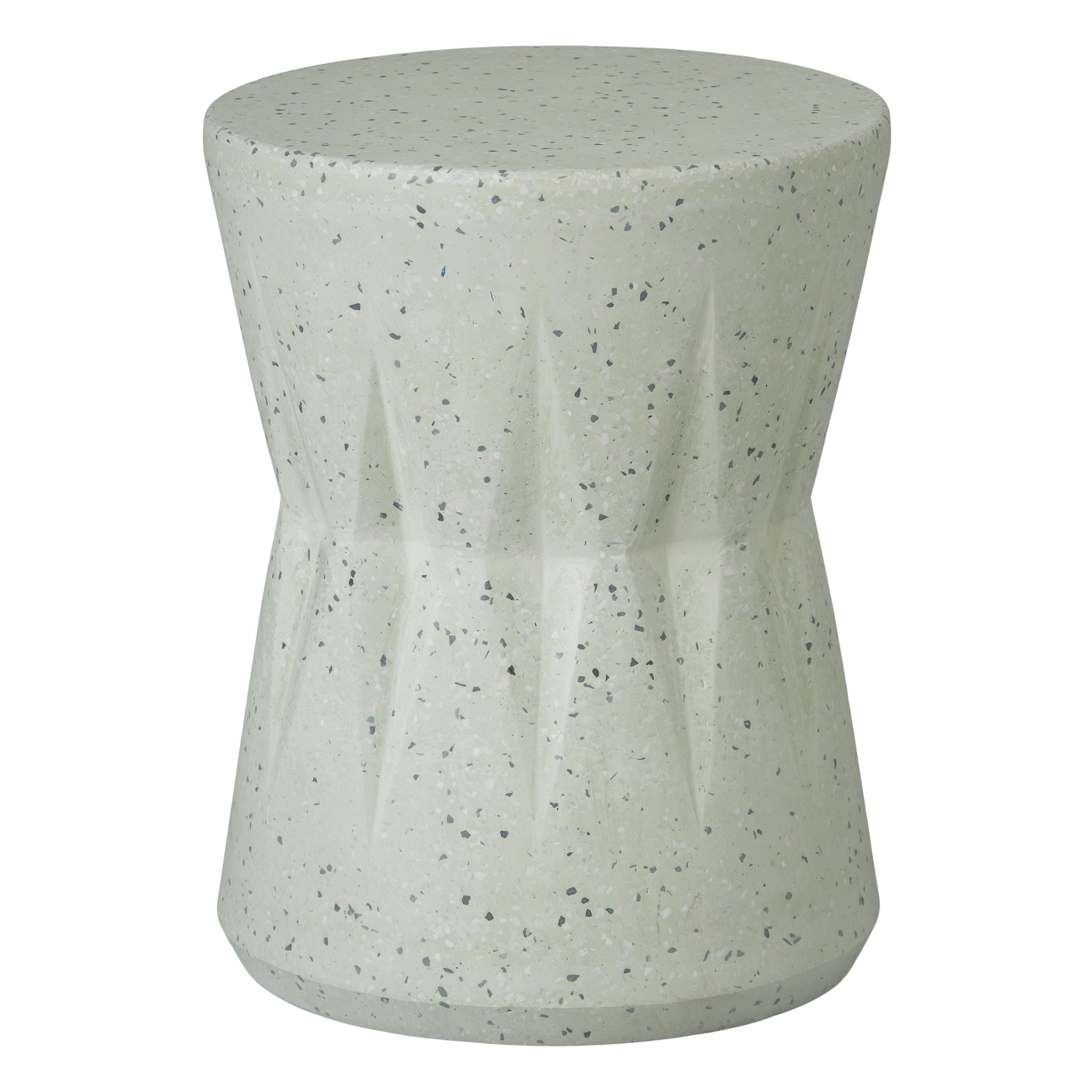 Valor 18 in. Round Pale Green Terrazzo Garden Stool
