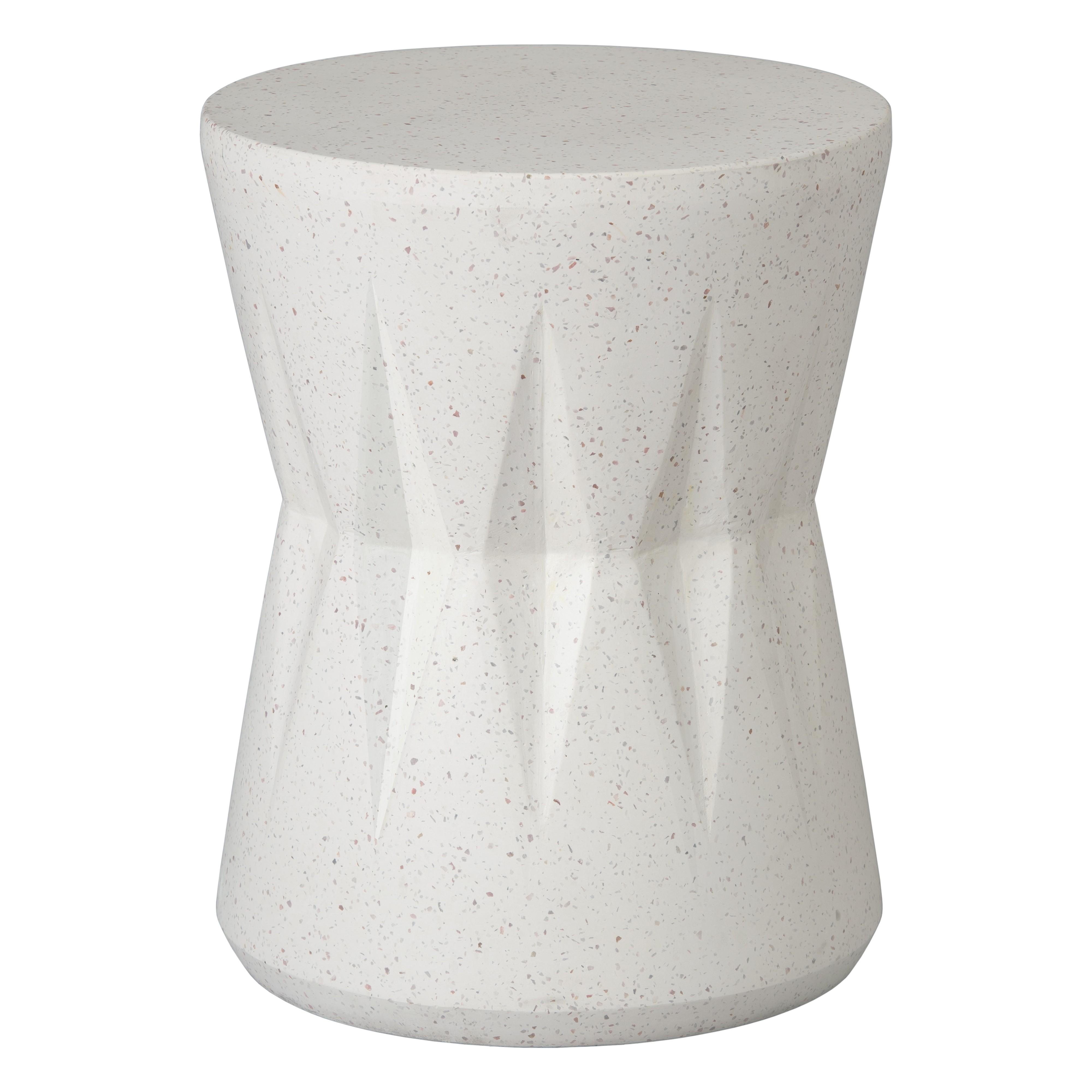 Valor 18 in. Round White Terrazzo Garden Stool