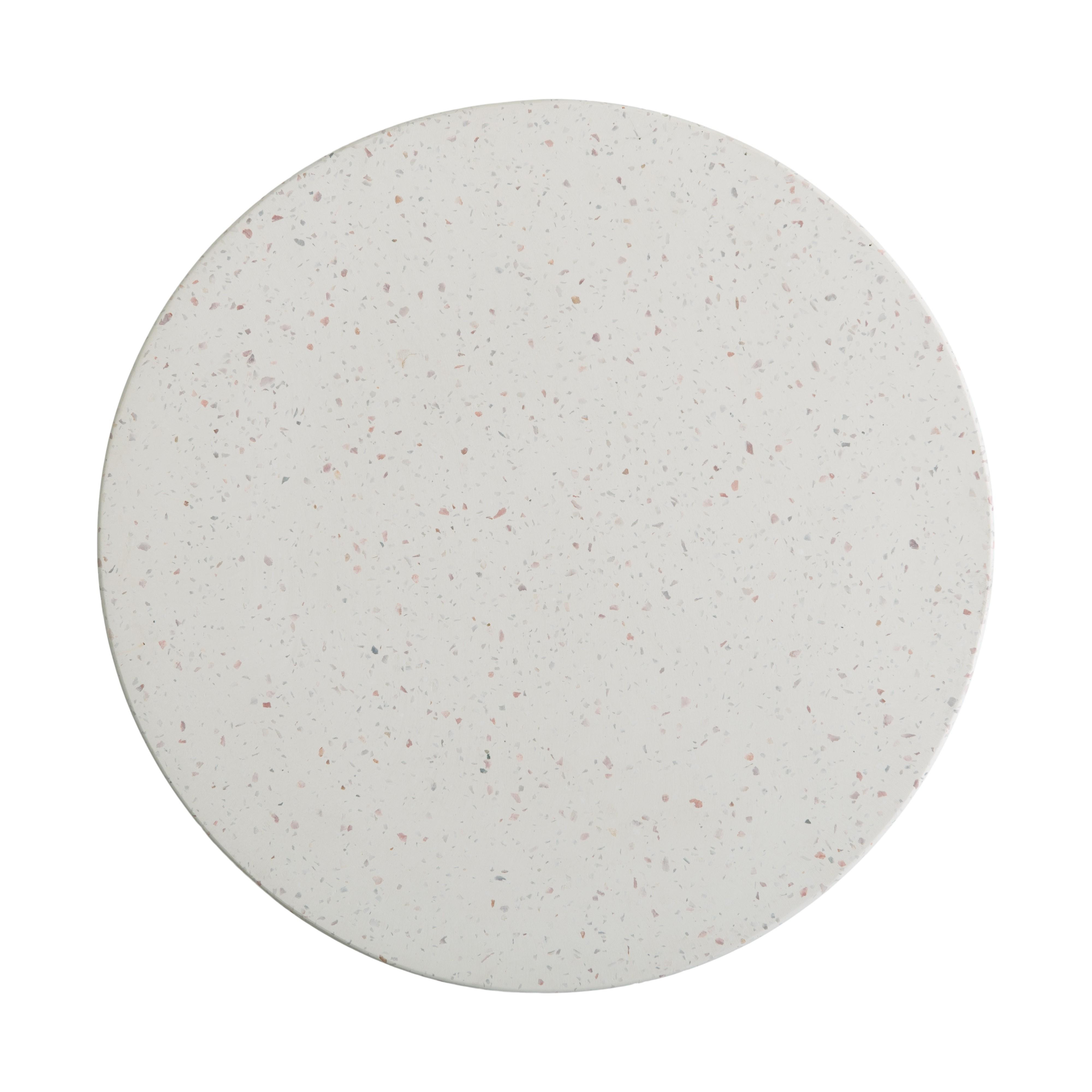 Valor 18 in. Round White Terrazzo Garden Stool