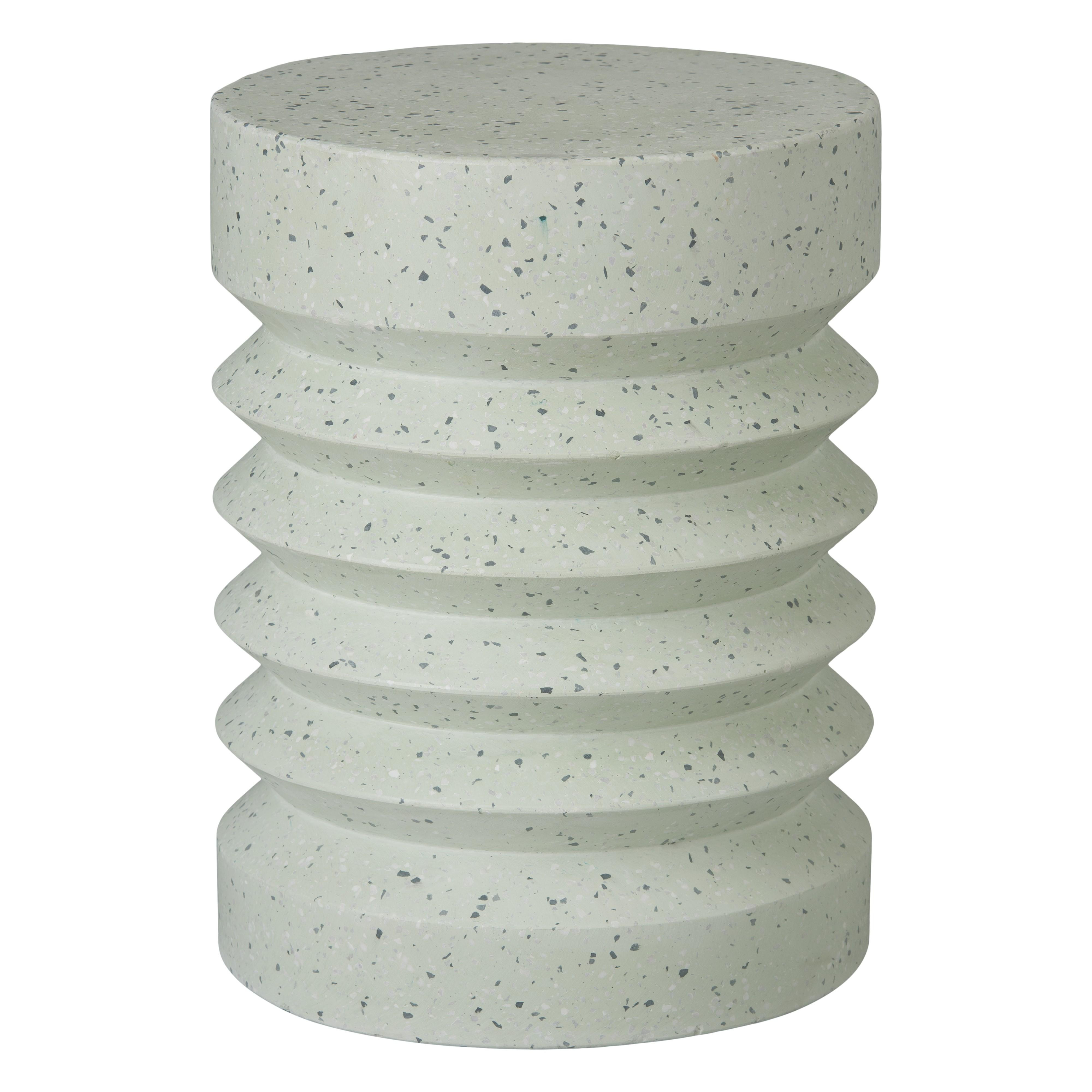 Jag 18.5 in. Round Pale Green Terrazzo Garden Stool