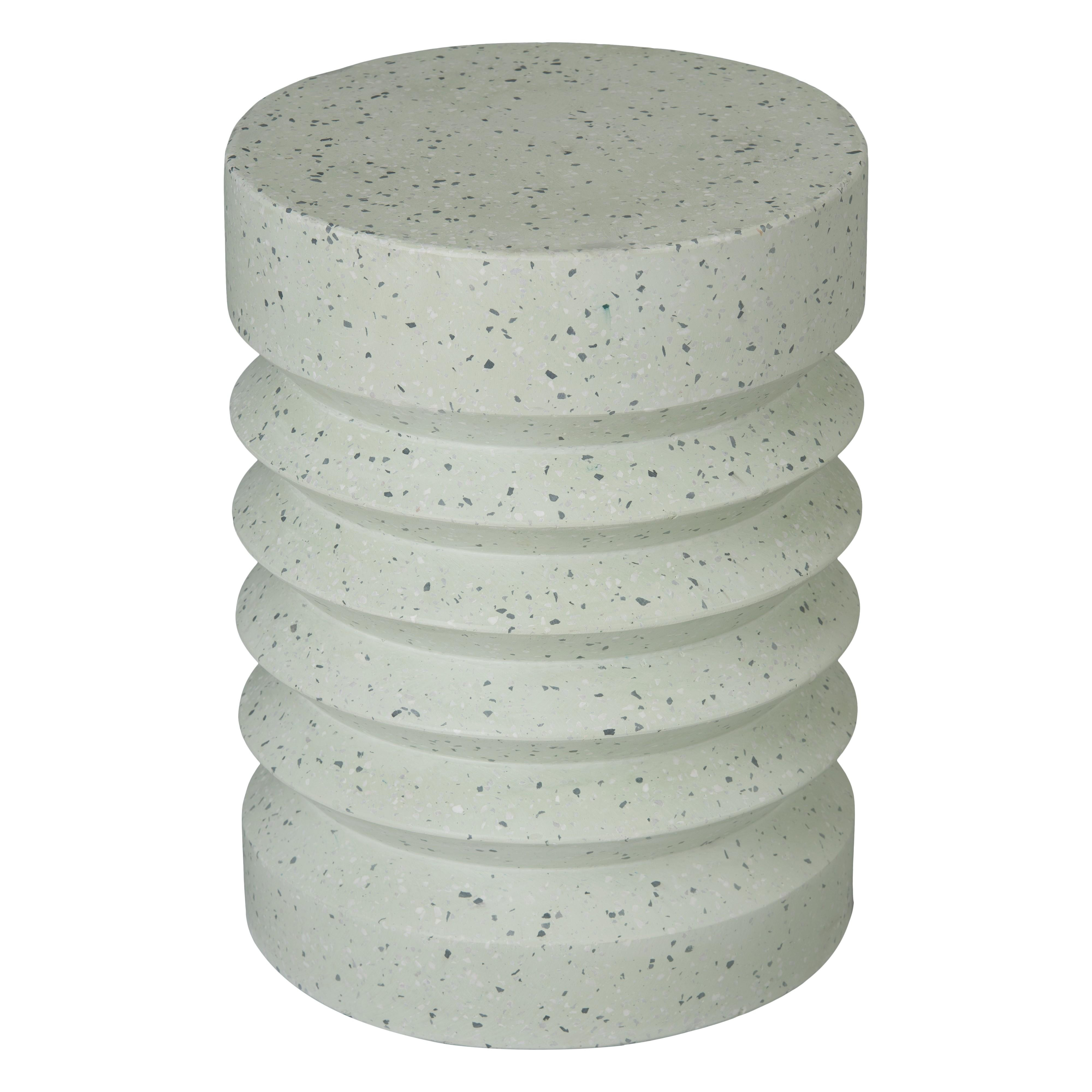 Jag 18.5 in. Round Pale Green Terrazzo Garden Stool