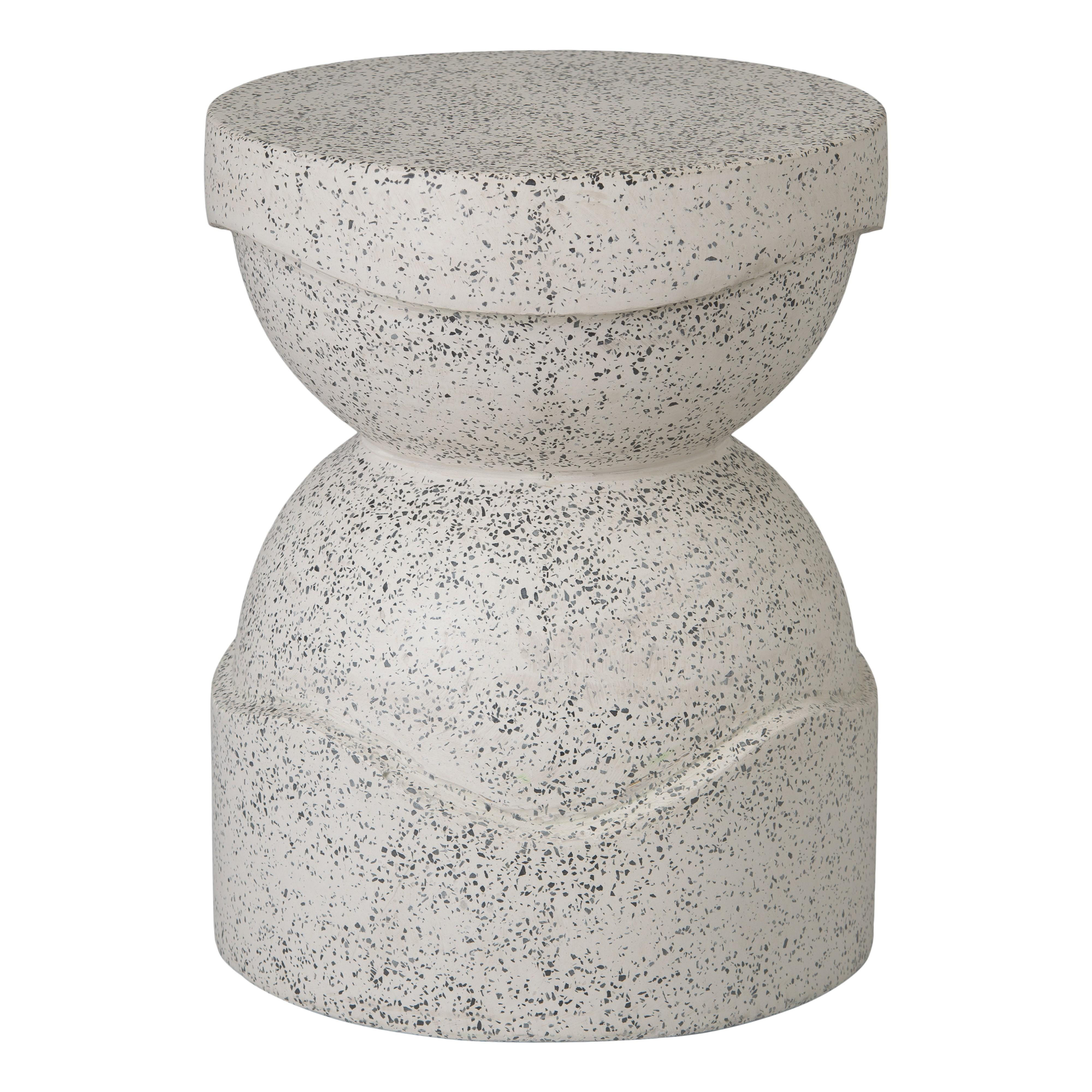 Noah 18 in. Round Taupe Terrazzo Garden Stool