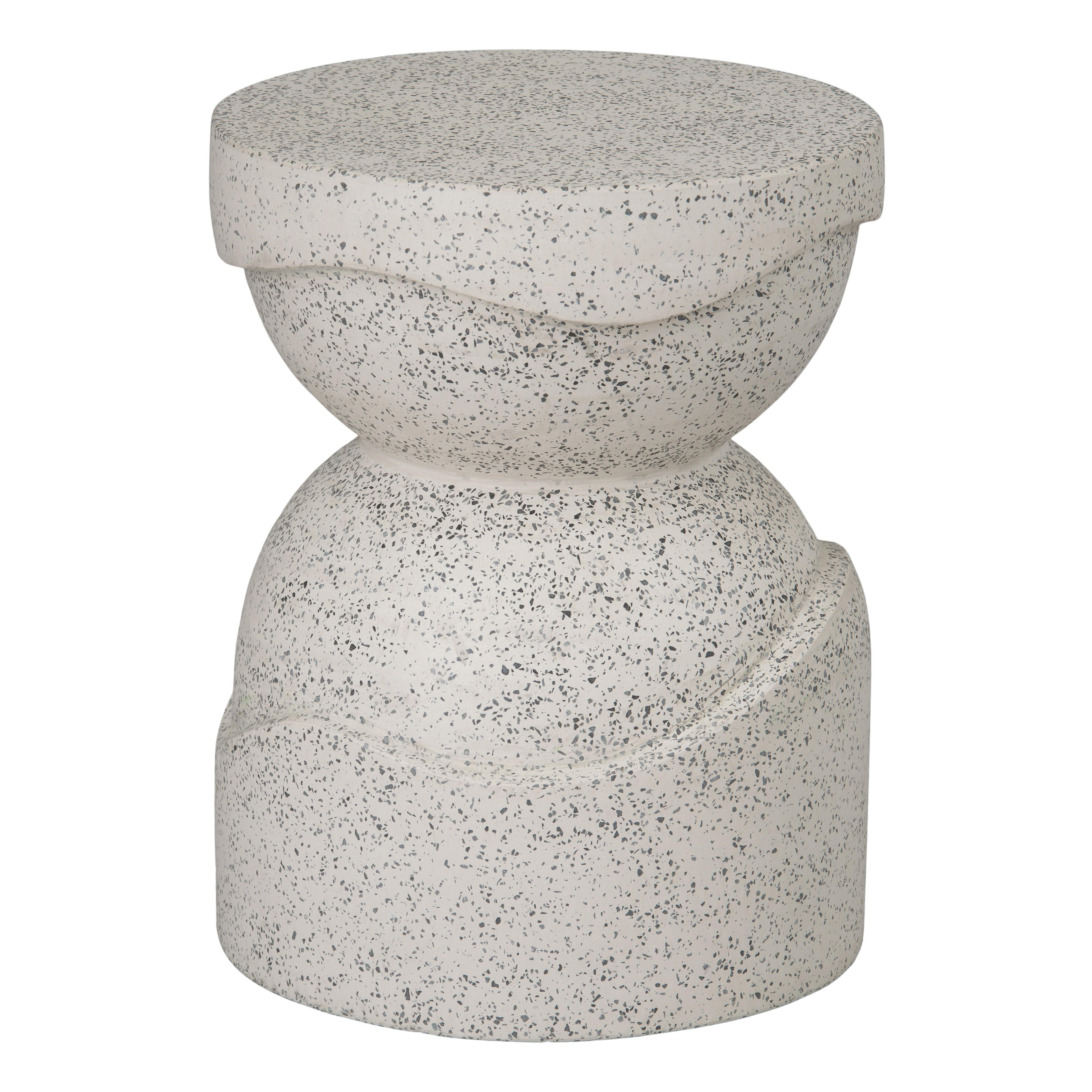 Noah 18 in. Round Taupe Terrazzo Garden Stool