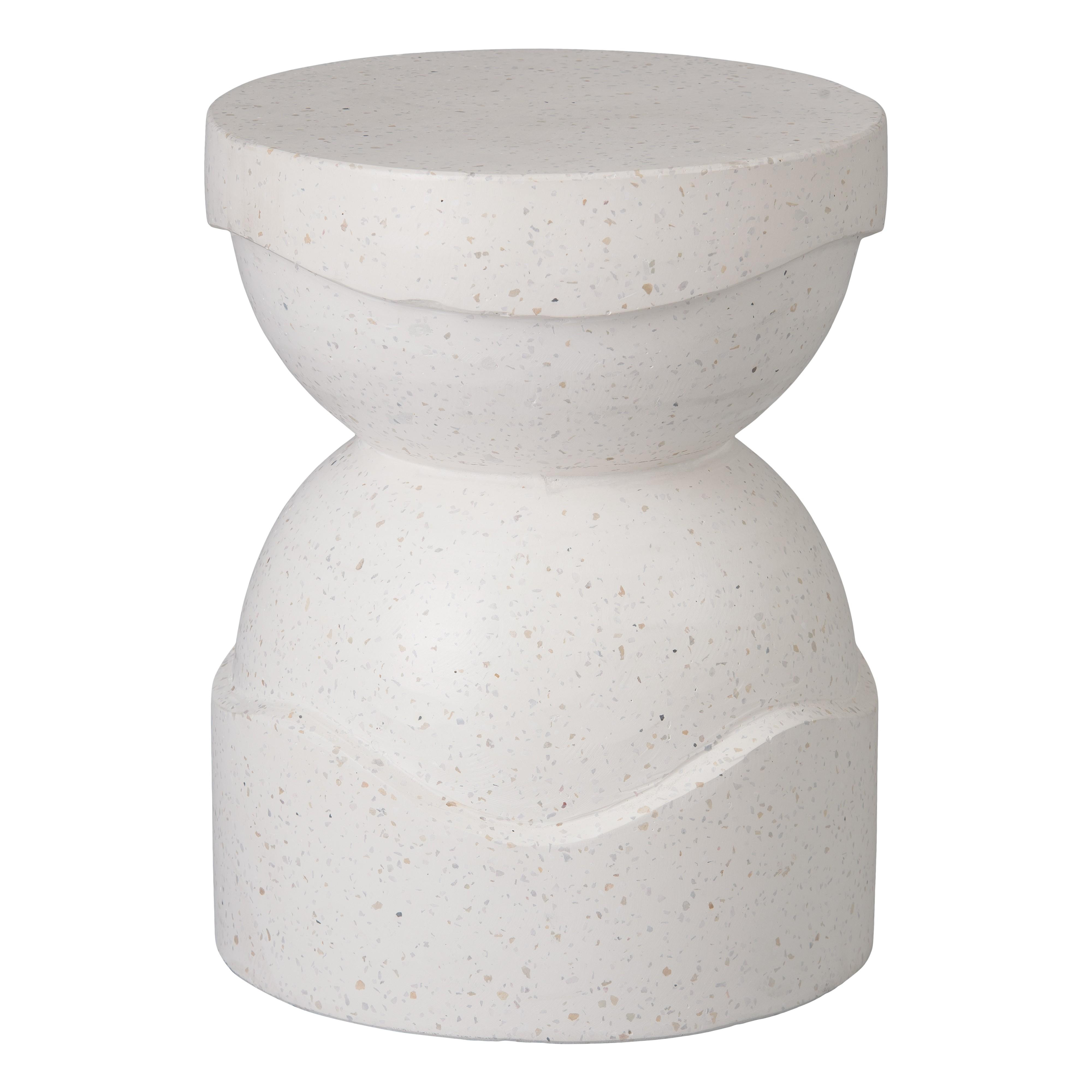 Noah 18 in. Round White Terrazzo Garden Stool
