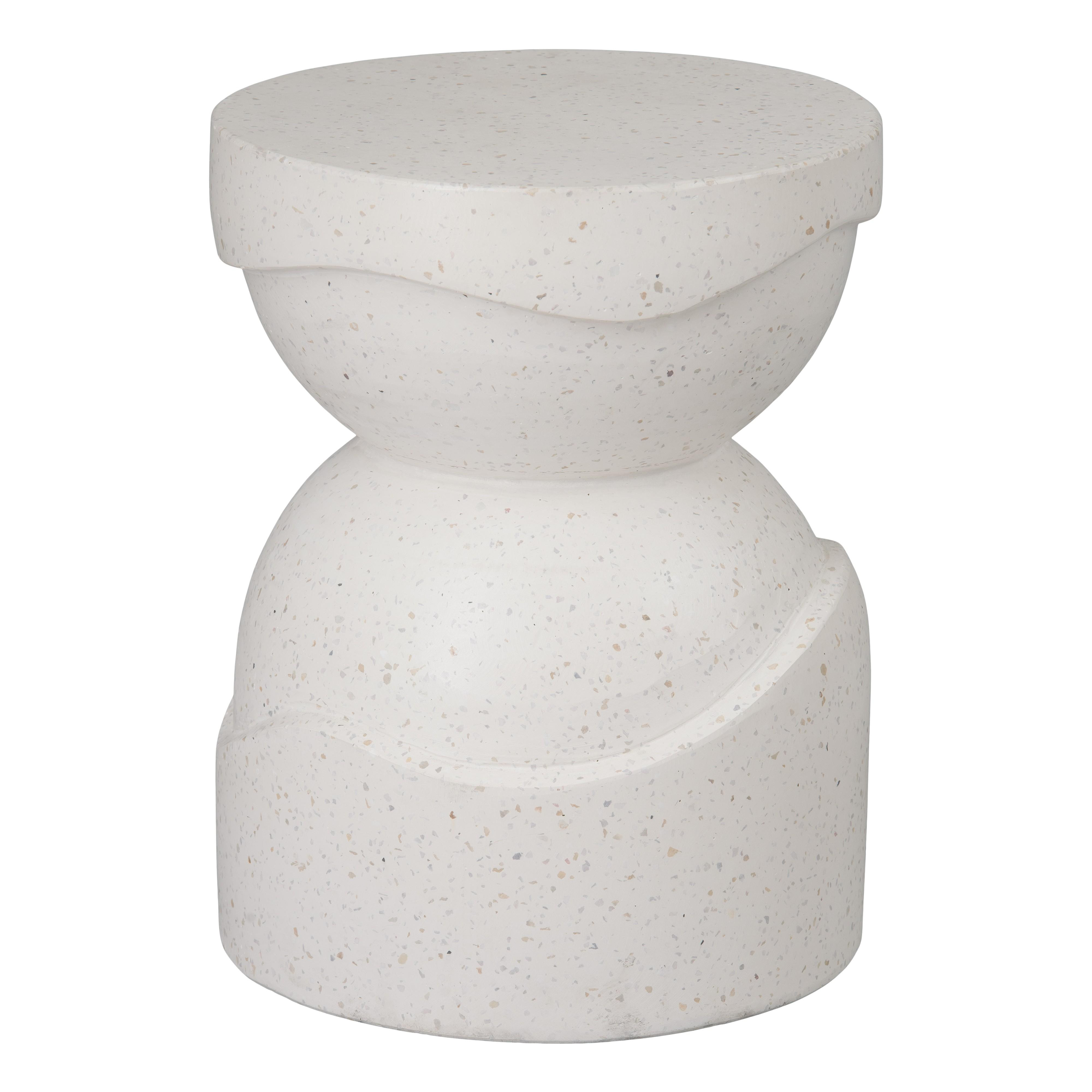 Noah 18 in. Round White Terrazzo Garden Stool