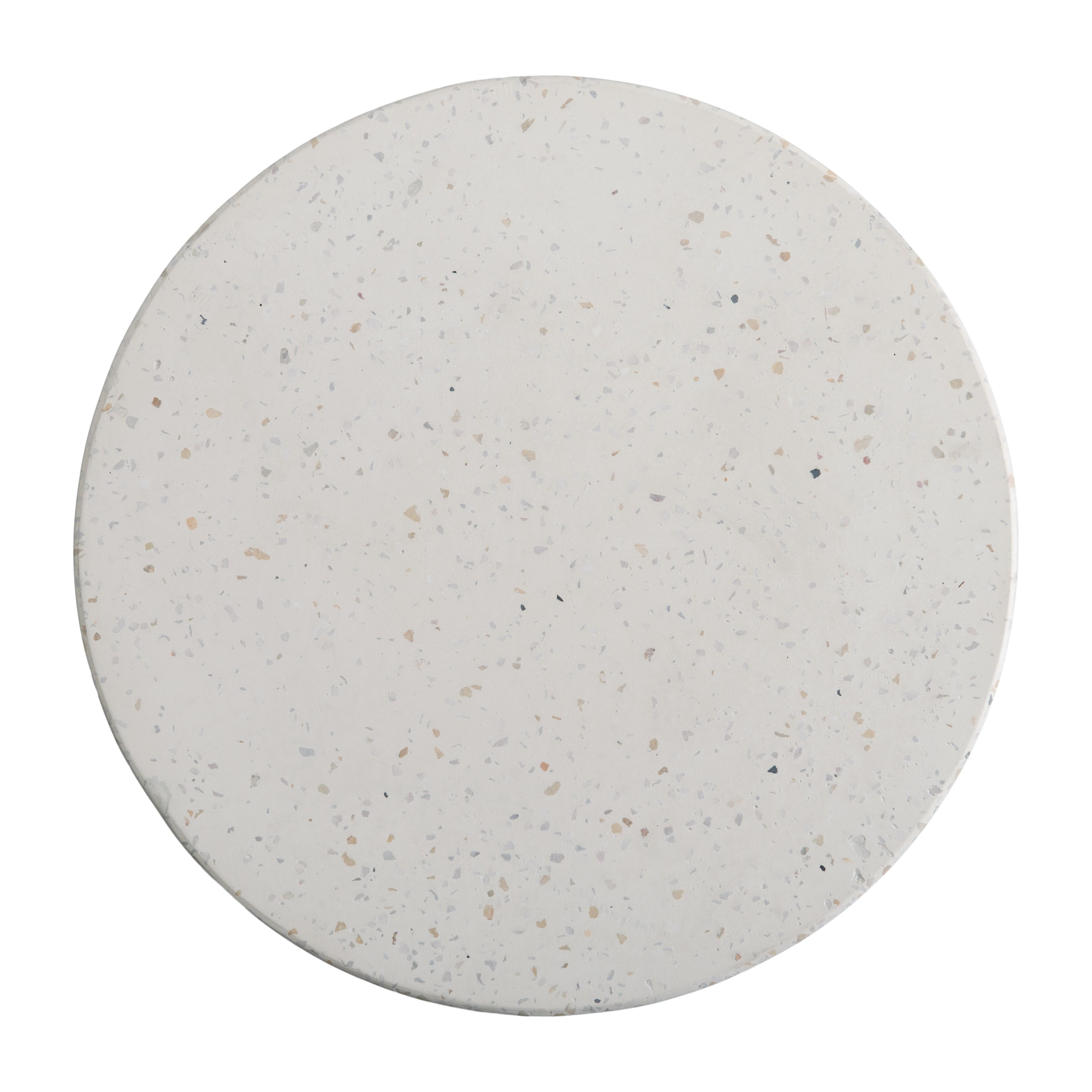 Noah 18 in. Round White Terrazzo Garden Stool
