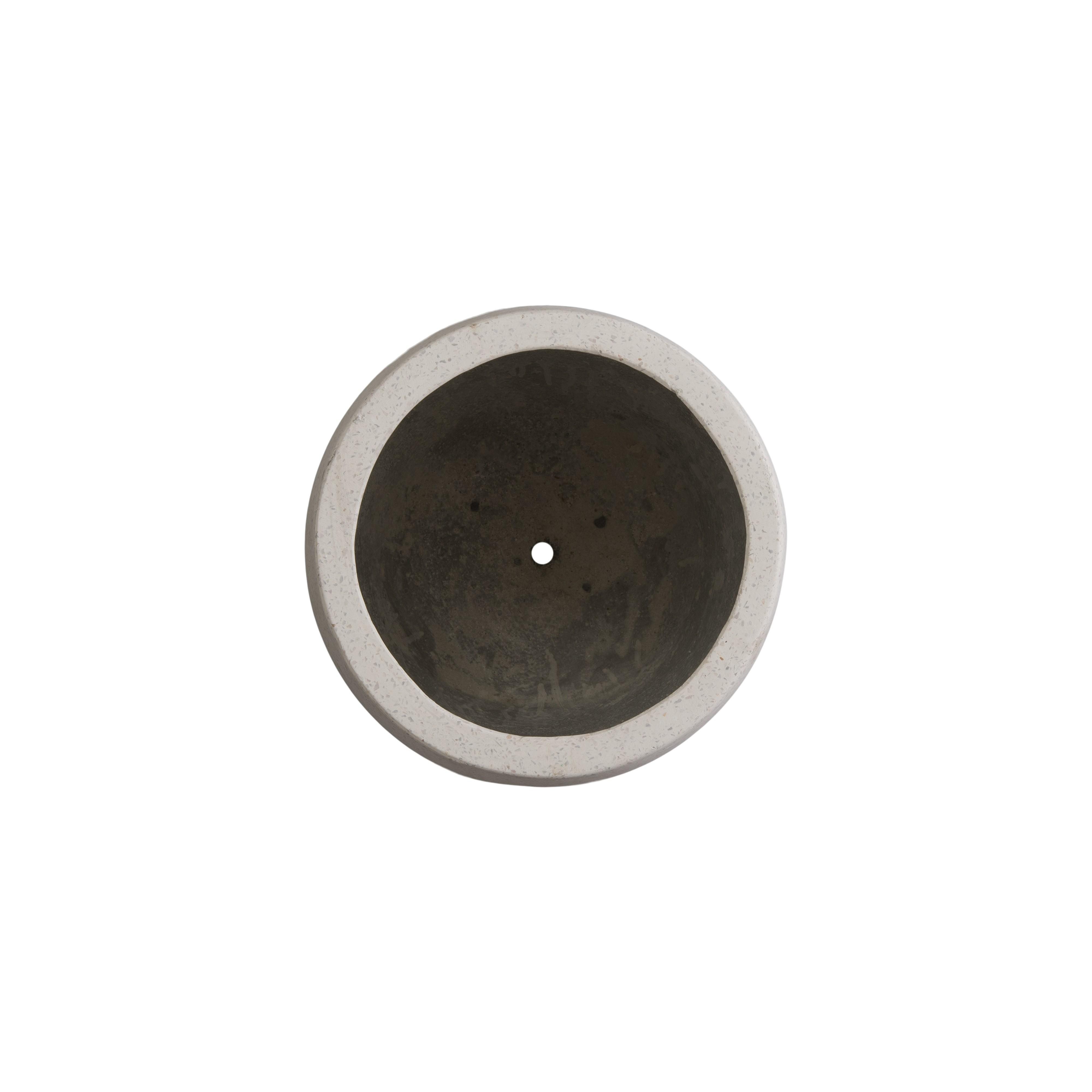 17 in. Round White Terrazzo Planter