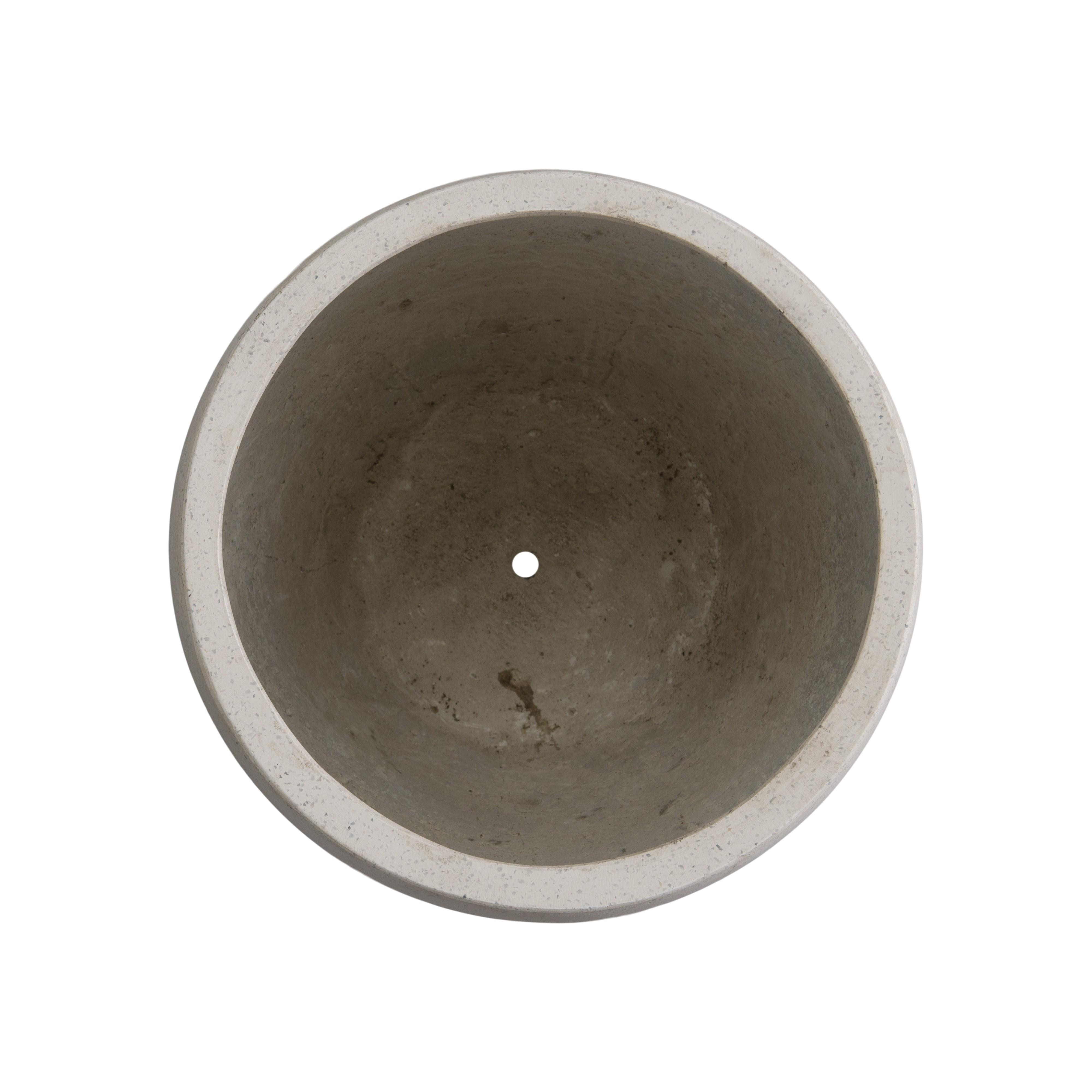 21 in. Round White Terrazzo Planter
