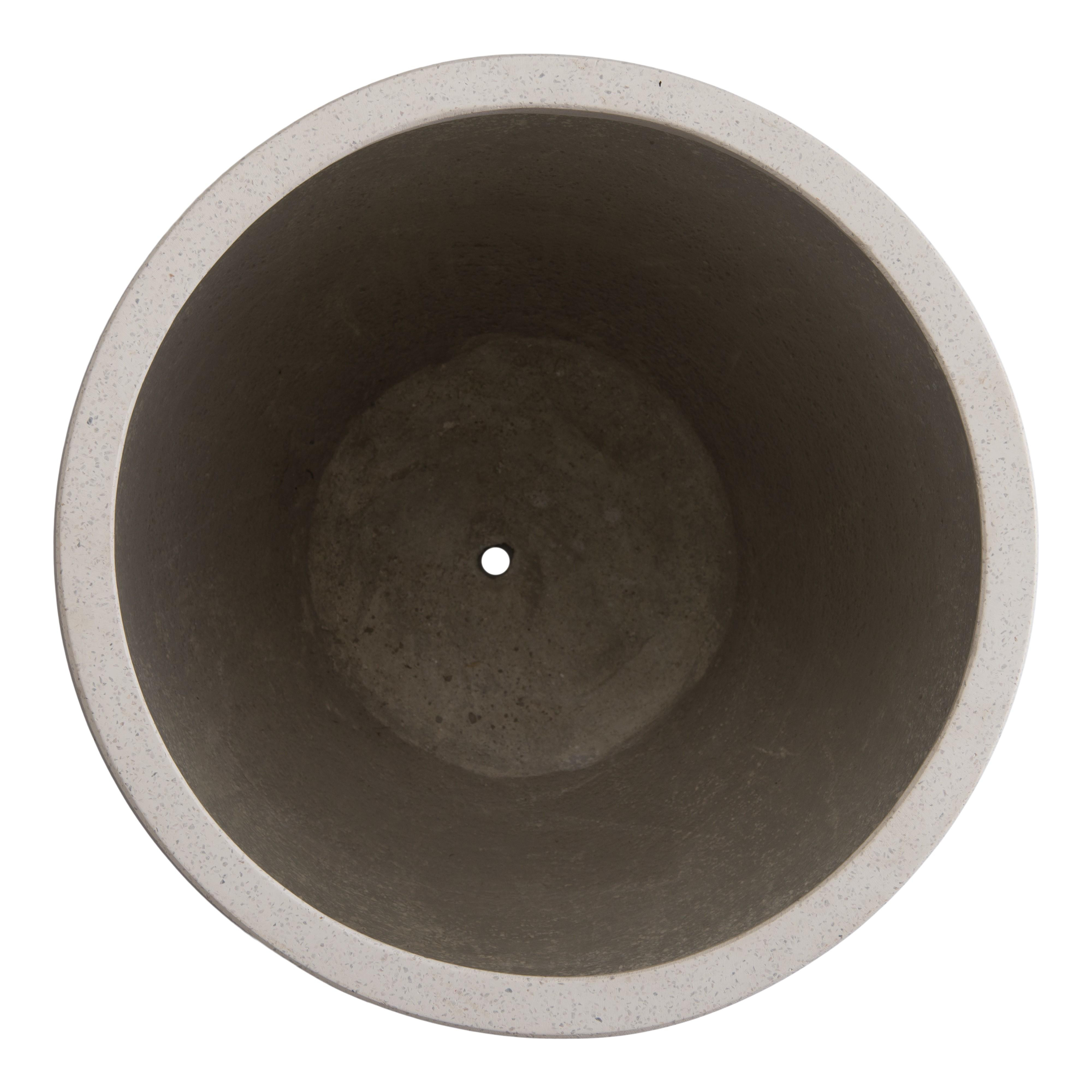 27 in. Round White Terrazzo Planter