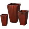 Set of 3 Fluted Square Ceramic Planters