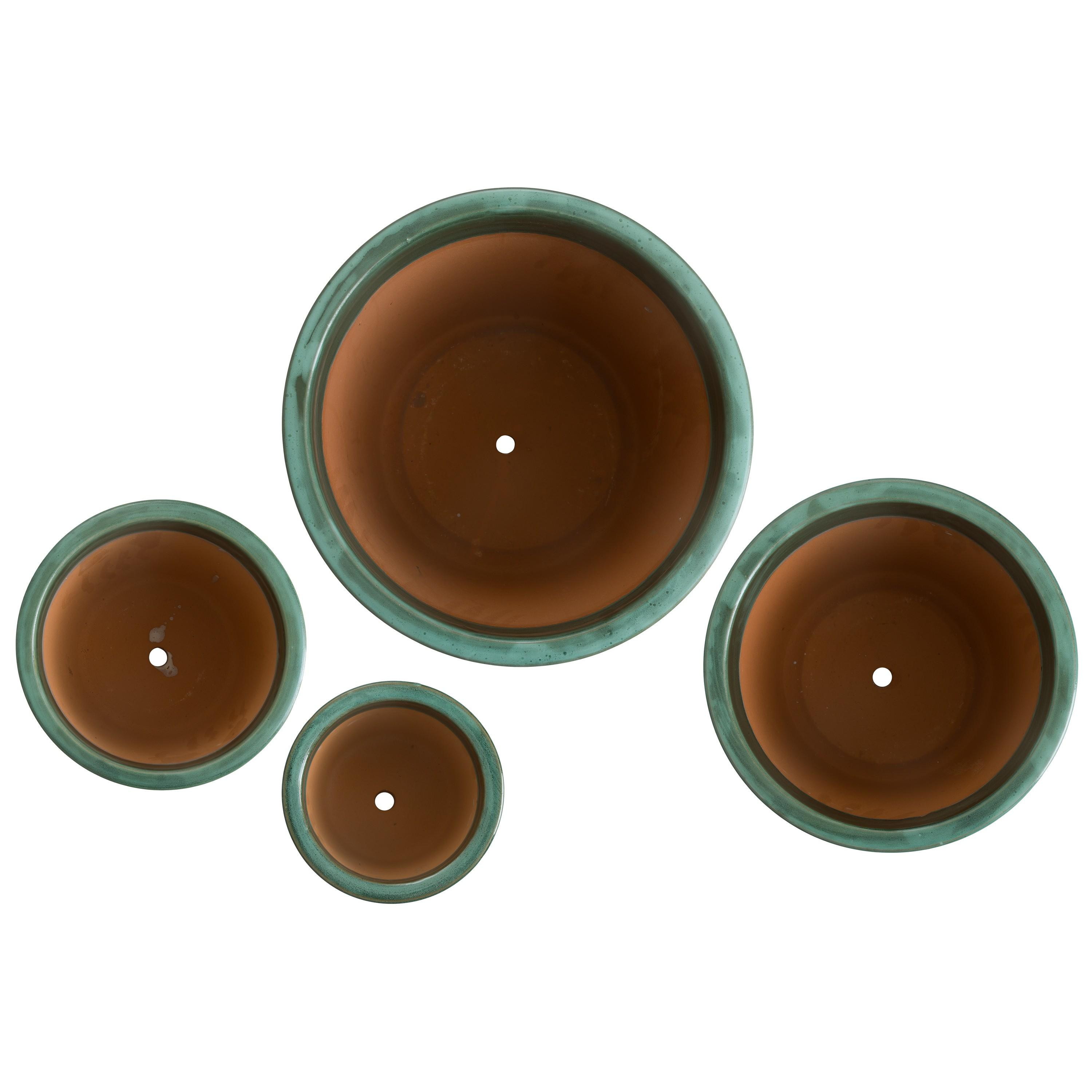 Pail Set of 4 Green Kelp Ceramic Planters