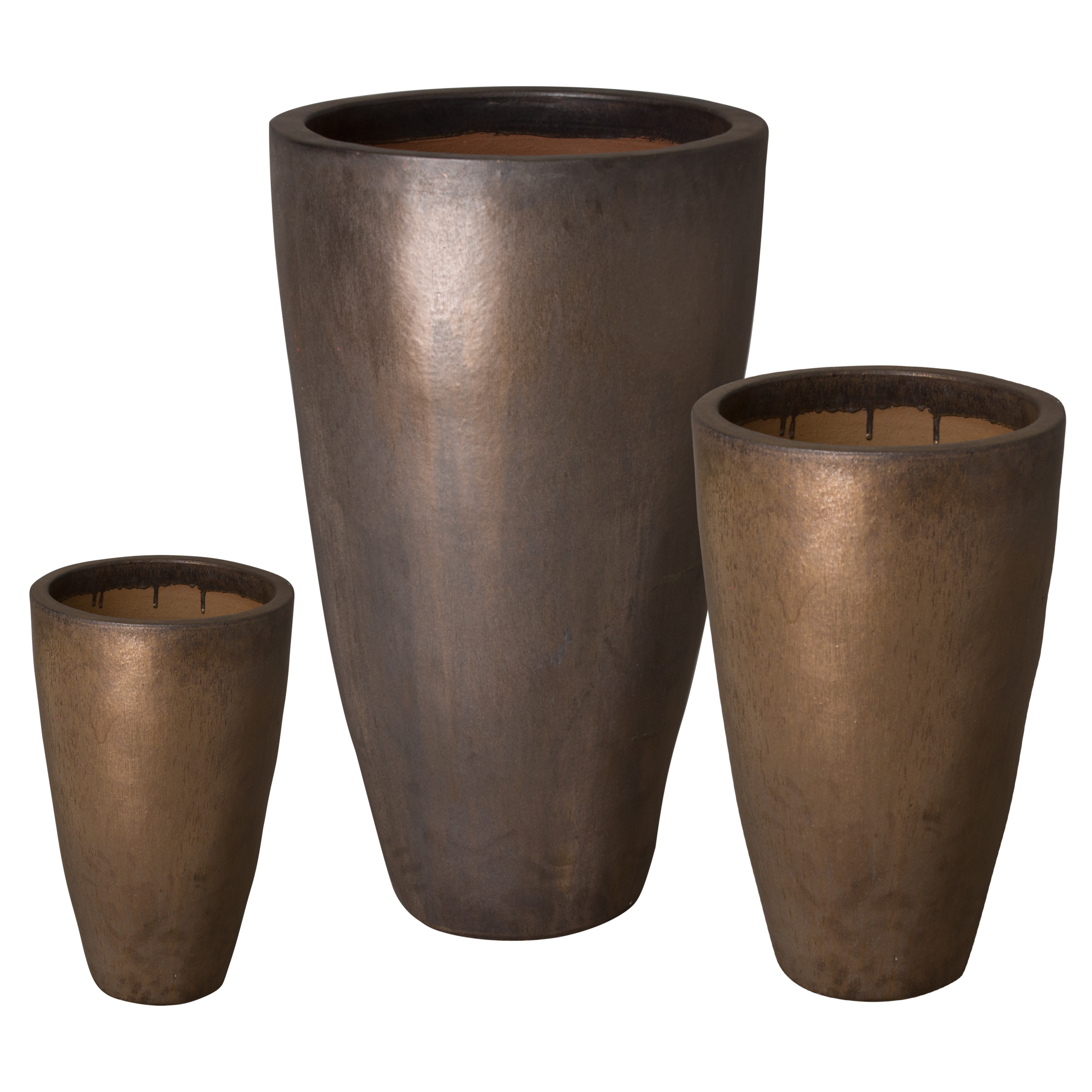 Set of 3 Tall Round Planters