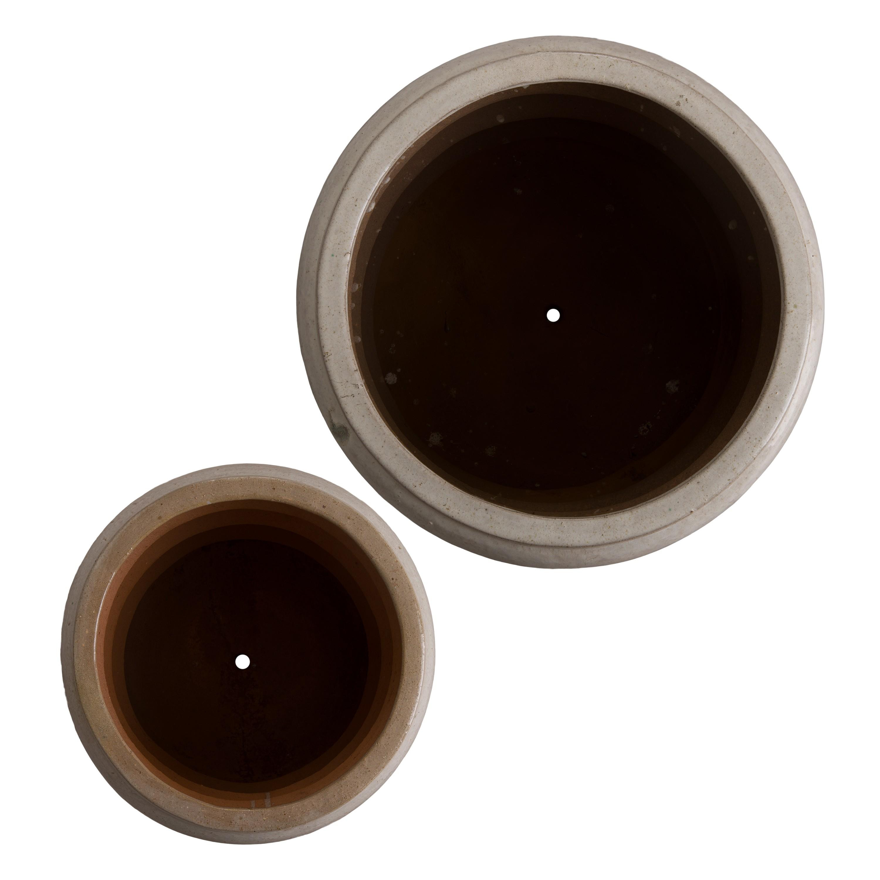 Set of 2 Torus Distressed White Ceramic Planters