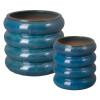 Set of 2 Torus Teal Ceramic Planters