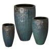 Set of 3 Tall Round Textured Pots