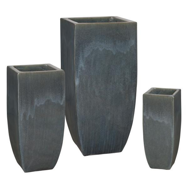 Set of 3 tall square planters emissary