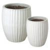 Set of 2 Round Ridge Ceramic Planters