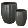 Set of 2 Round Ridge Ceramic Planters