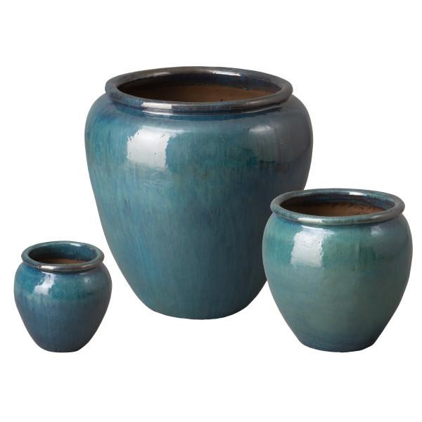 Set of 3 Round Ceramic Planters Emissary