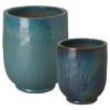 Set of 2 Round Ceramic Planters