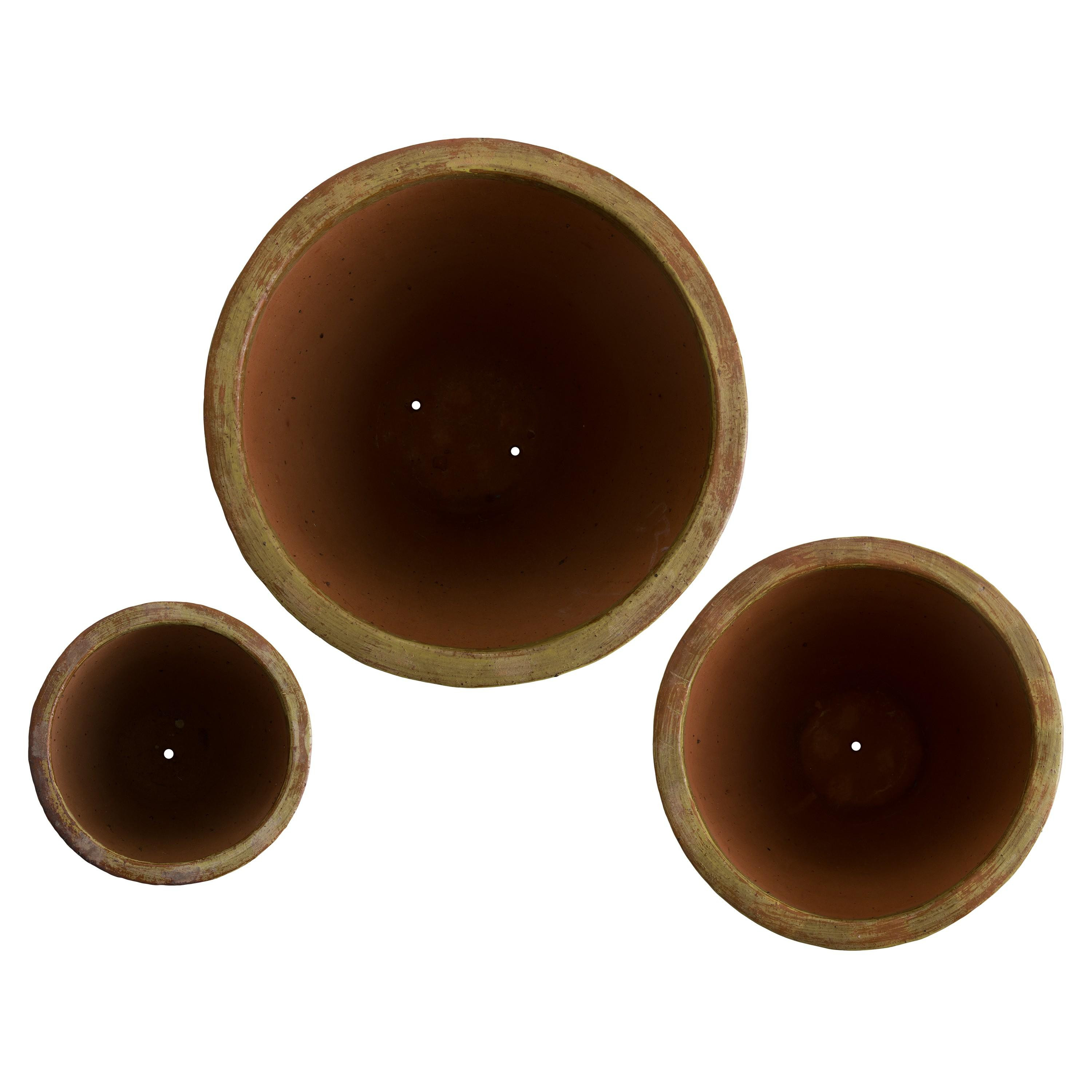 Ripple Set of 3 Round Yellow Ceramic Planters