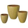 Ripple Set of 3 Round Yellow Ceramic Planters