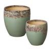 Set of 2 Round Ceramic Planters