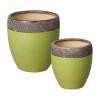 Set of 2 Round Ceramic Planters