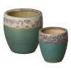 Set of 2 Round Ceramic Planters