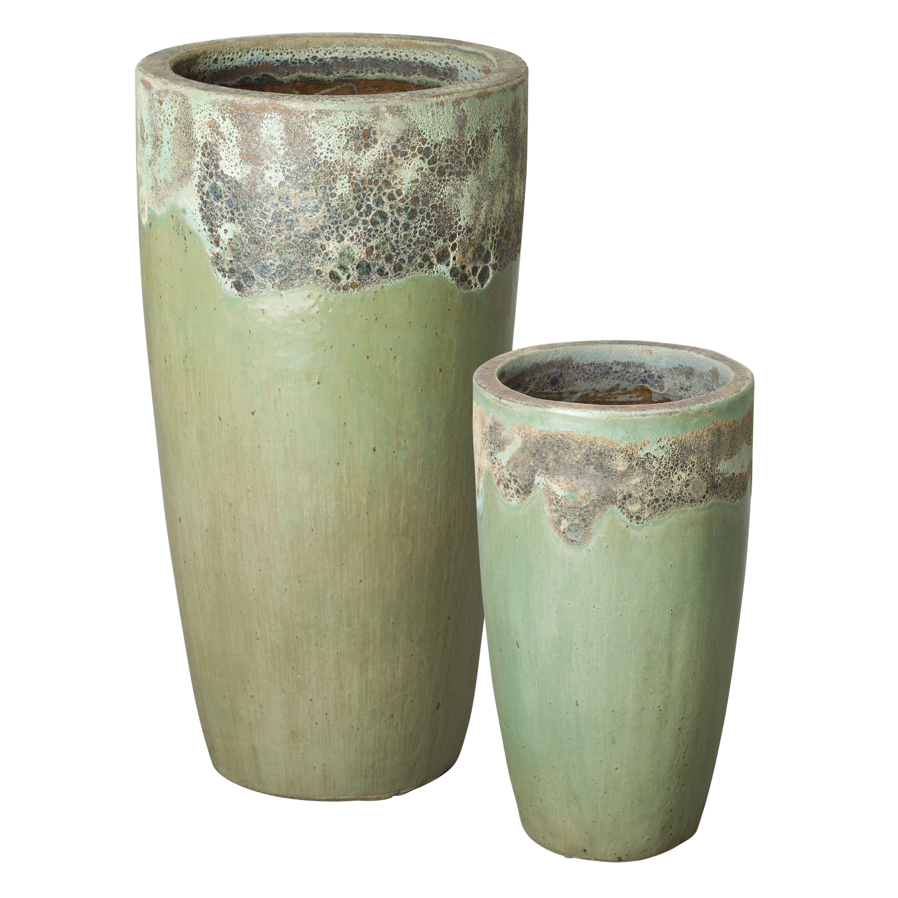 Set of 2 Tall Round Ceramic Planters