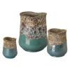 Set of 3 Sack Reef Teal Ceramic Planters