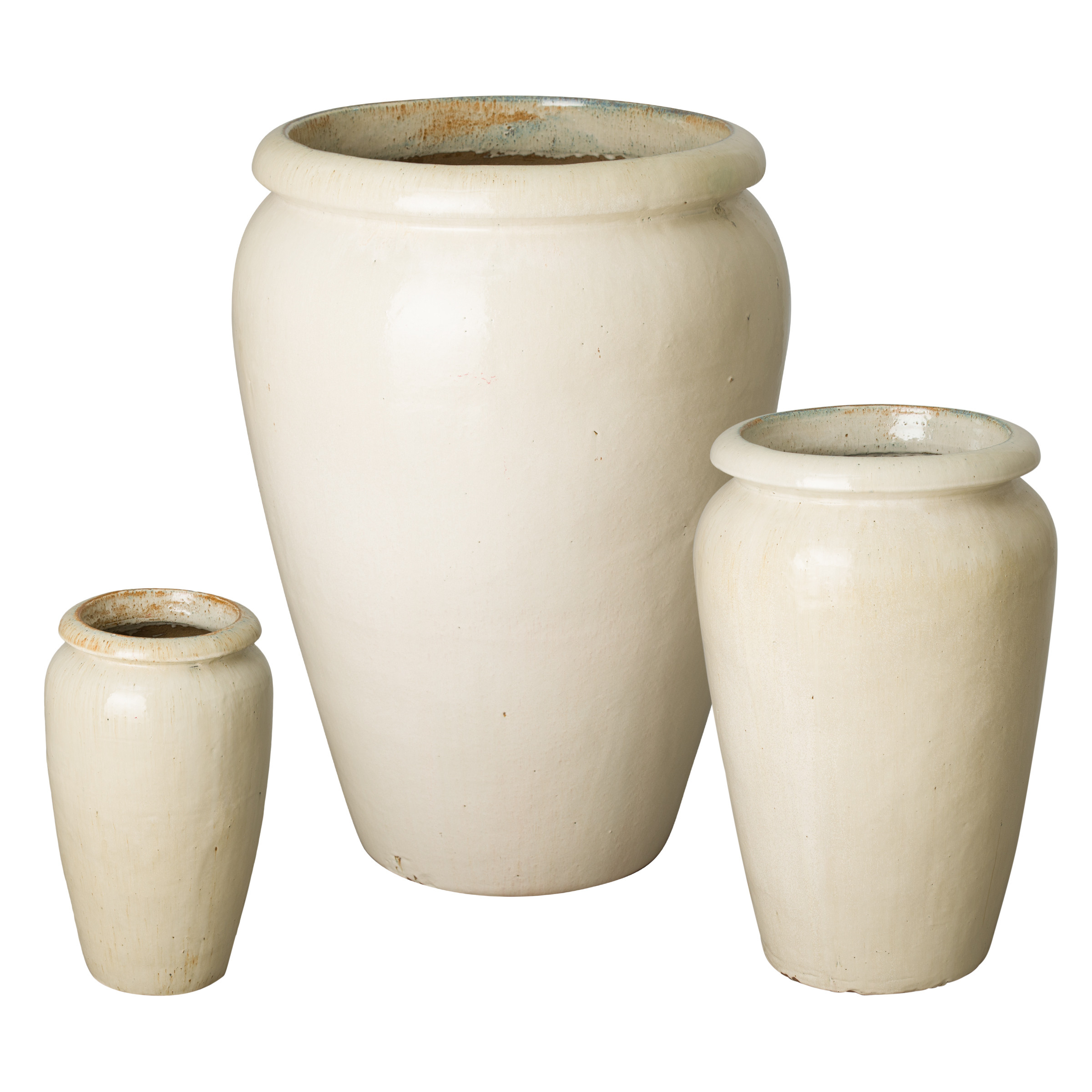 Set of 3 Tall Ceramic Planters