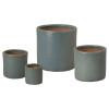 Set of 4 Round Cylinder Soft Blue Ceramic Planters
