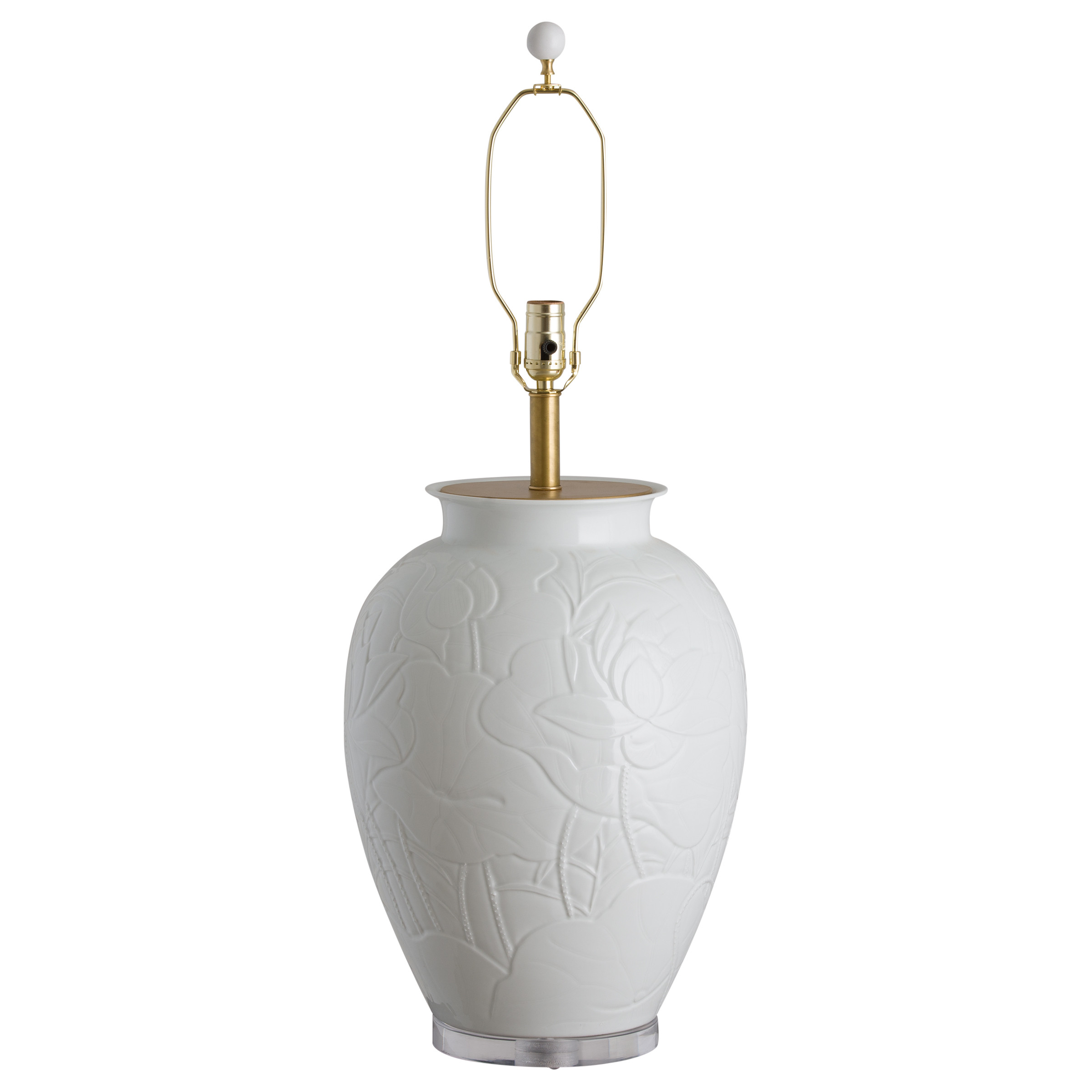 Lotus Engraved Vase Lamp