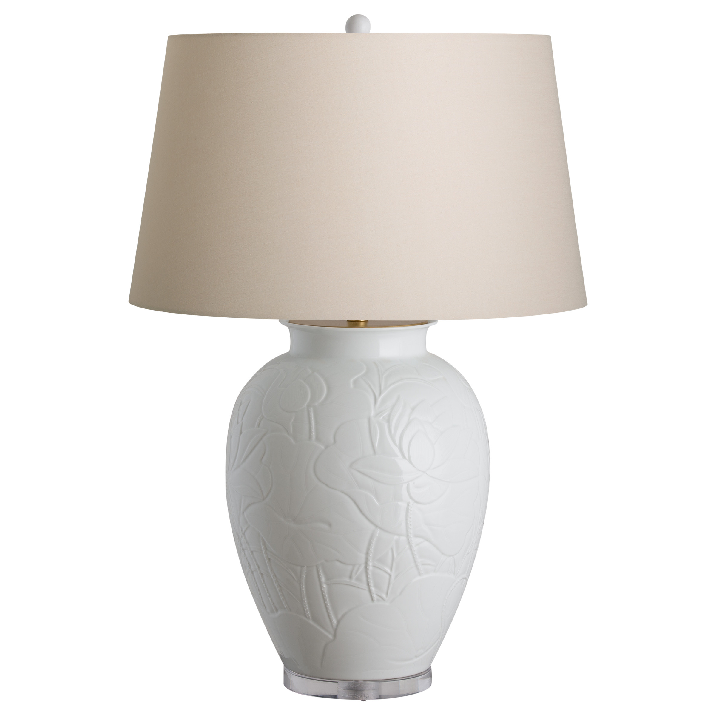 Lotus Engraved Vase Lamp