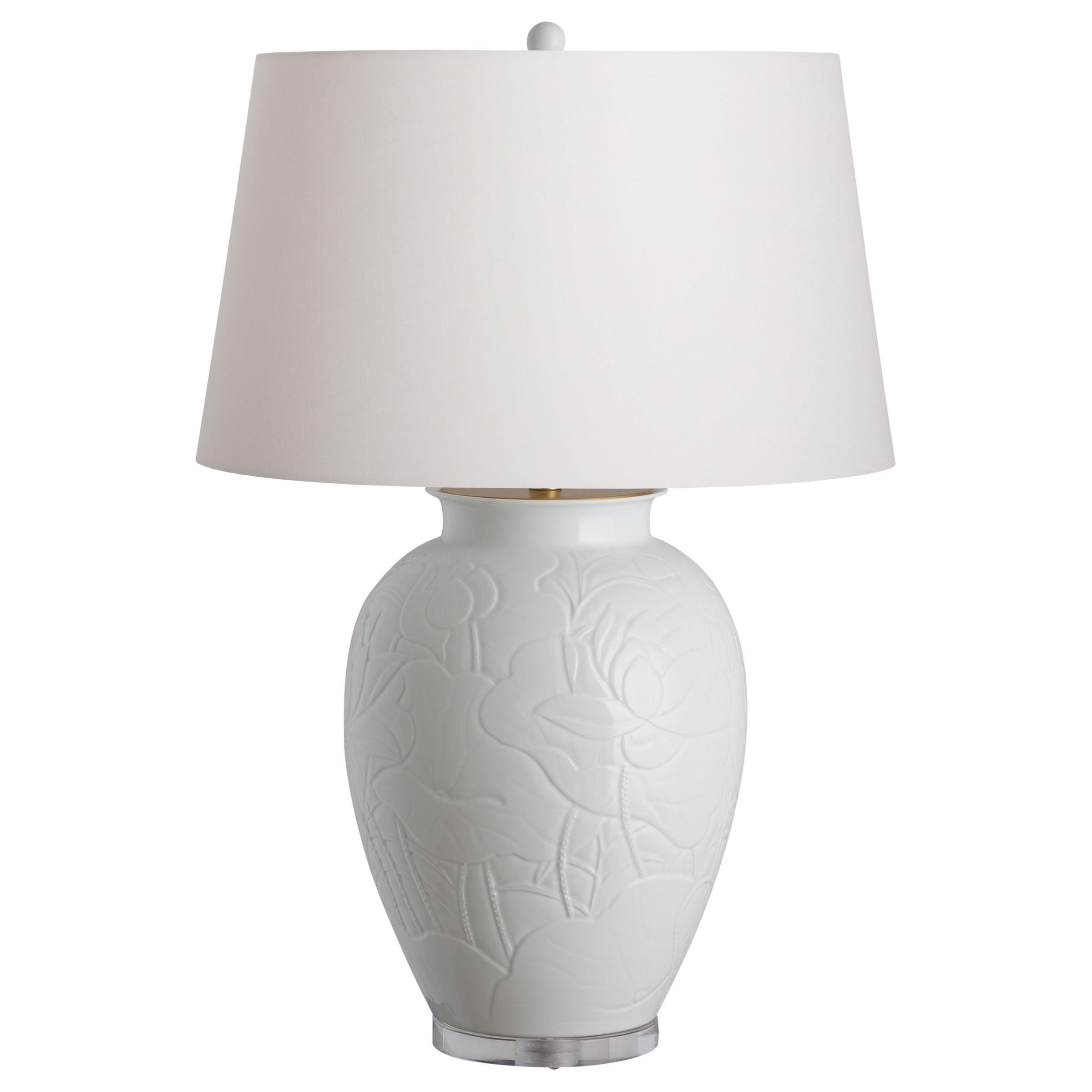 Lotus Engraved Vase Lamp