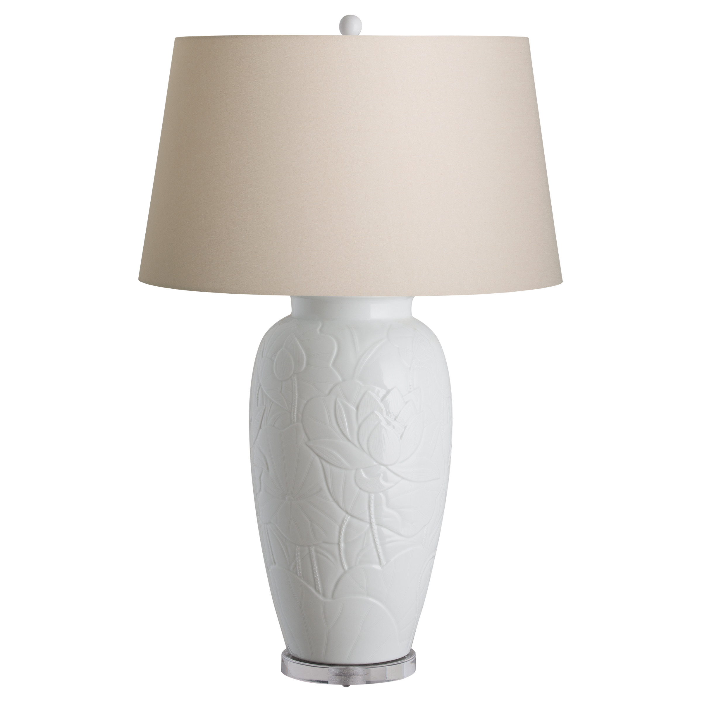 Lotus Engraved Vase Lamp