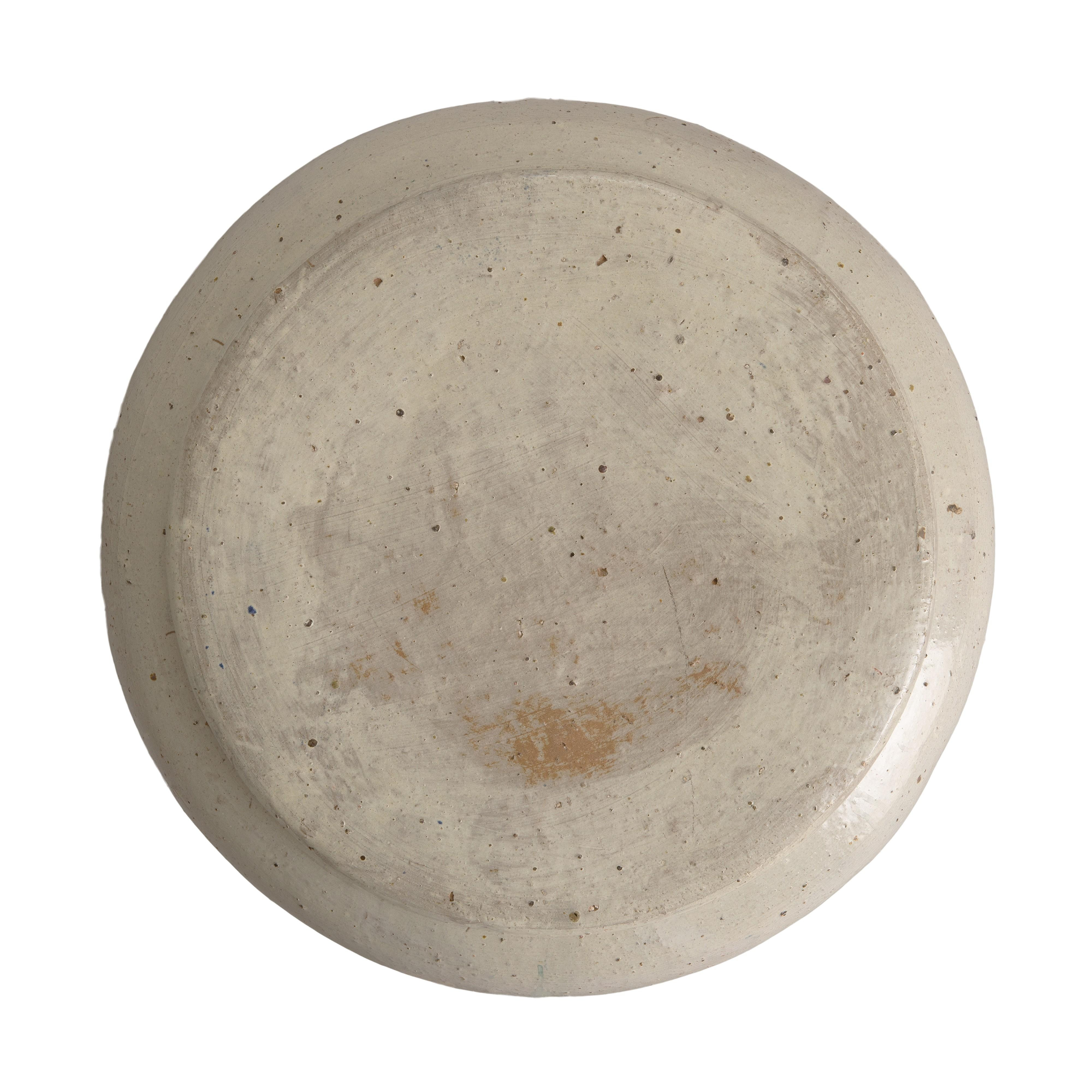 Squat 18 in. Round Distressed White Ceramic Garden Stool