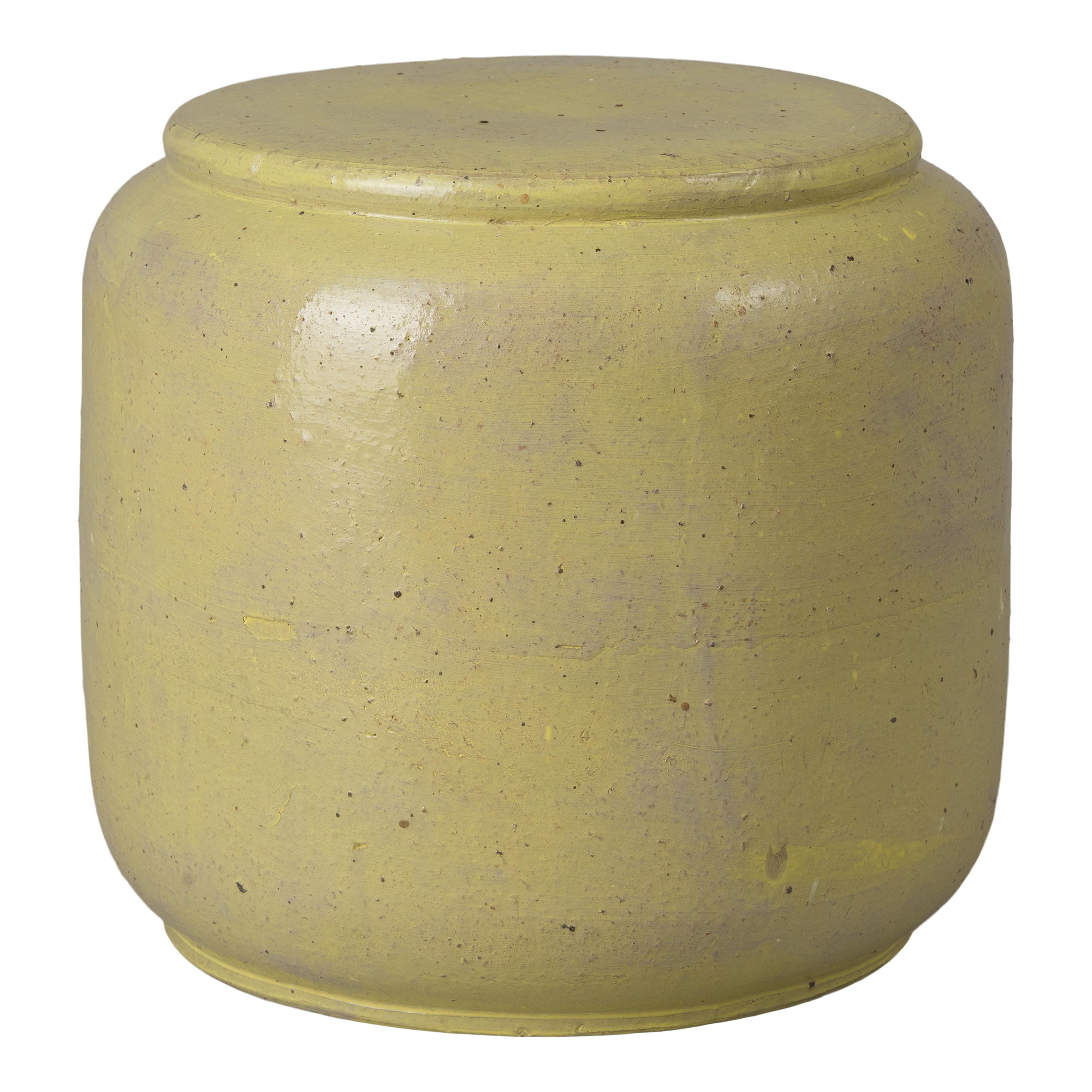 Squat 18 in. Round Yellow Ceramic Garden Stool