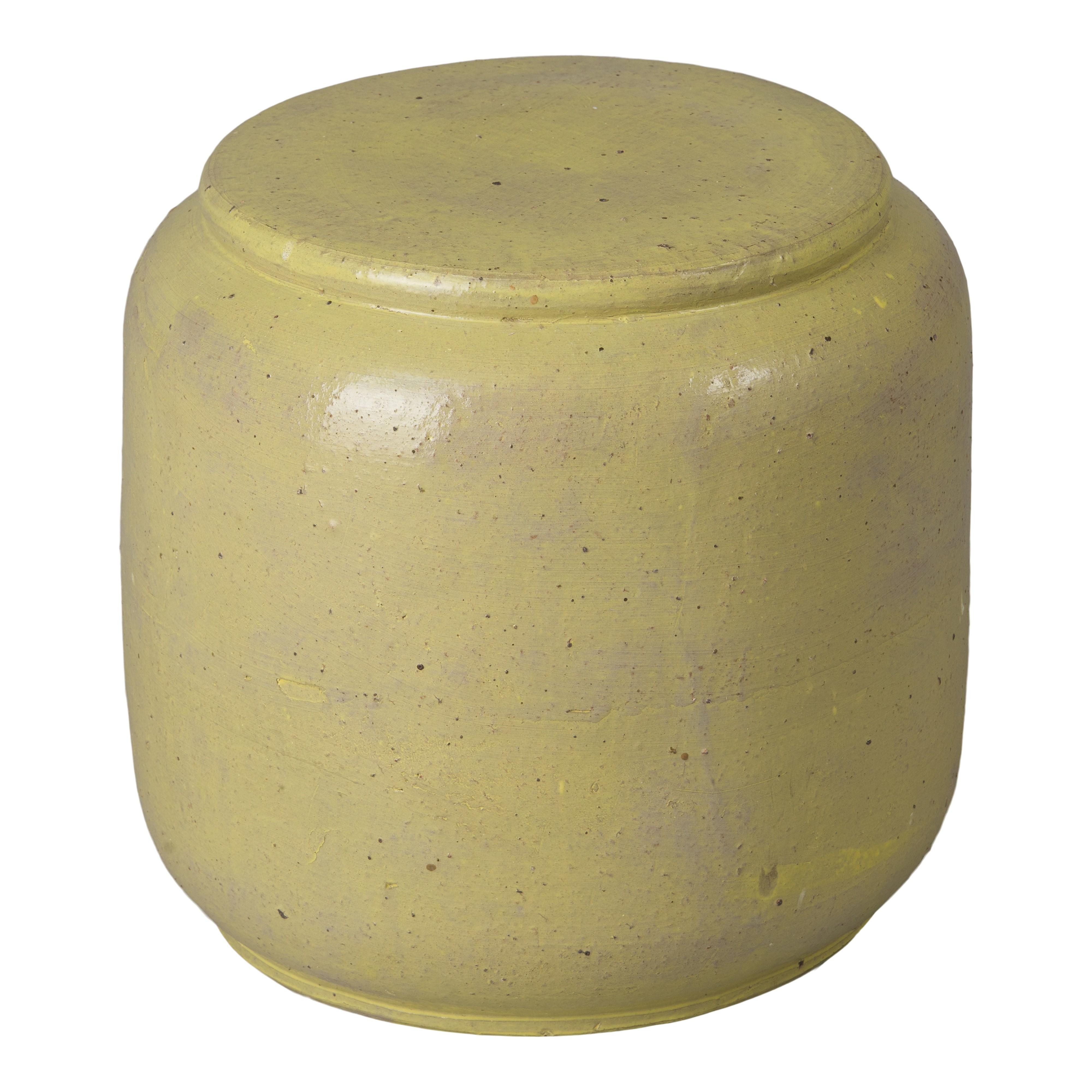 Squat 18 in. Round Yellow Ceramic Garden Stool