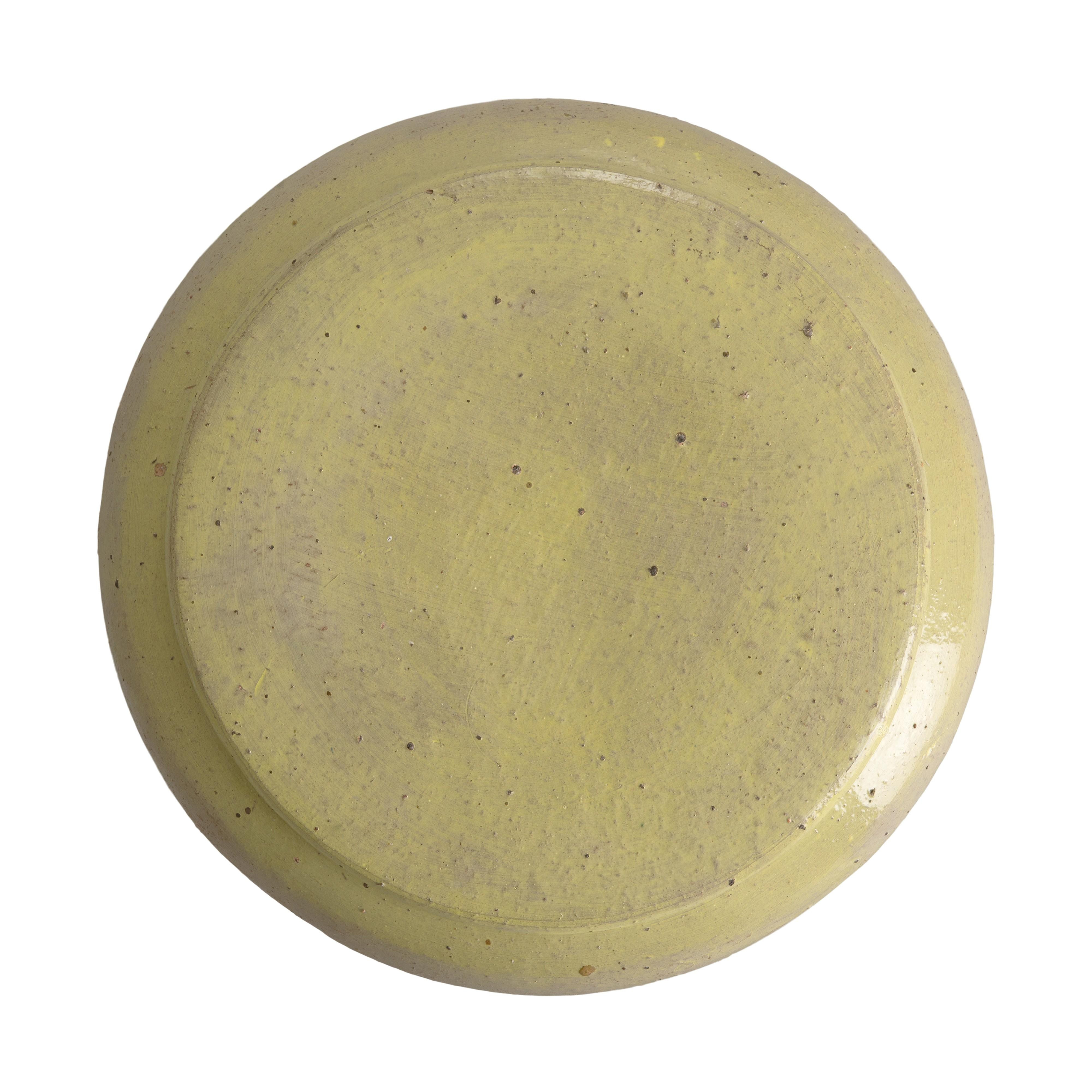 Squat 18 in. Round Yellow Ceramic Garden Stool