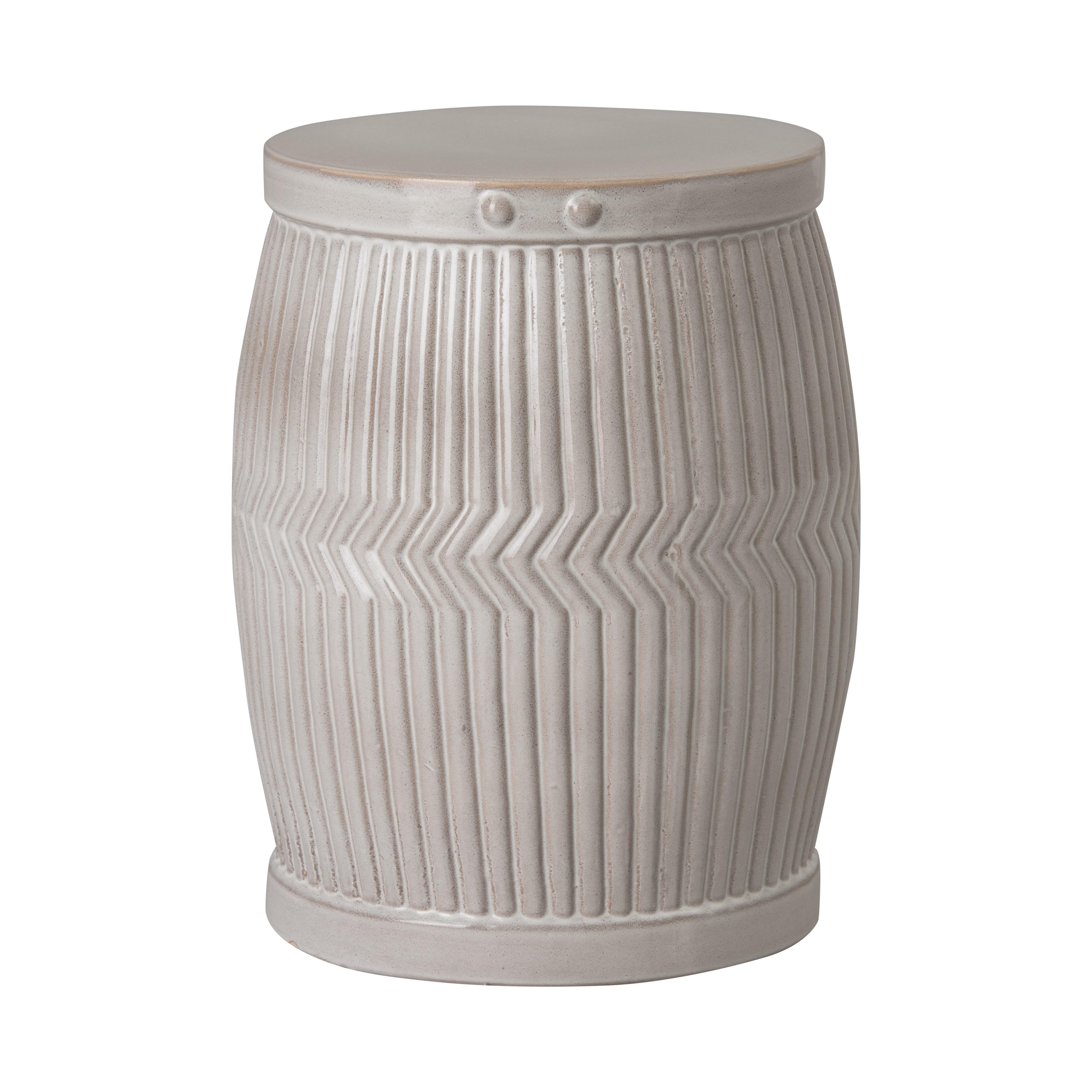 18 in. Dolly Tub Gray Ceramic Garden Stool