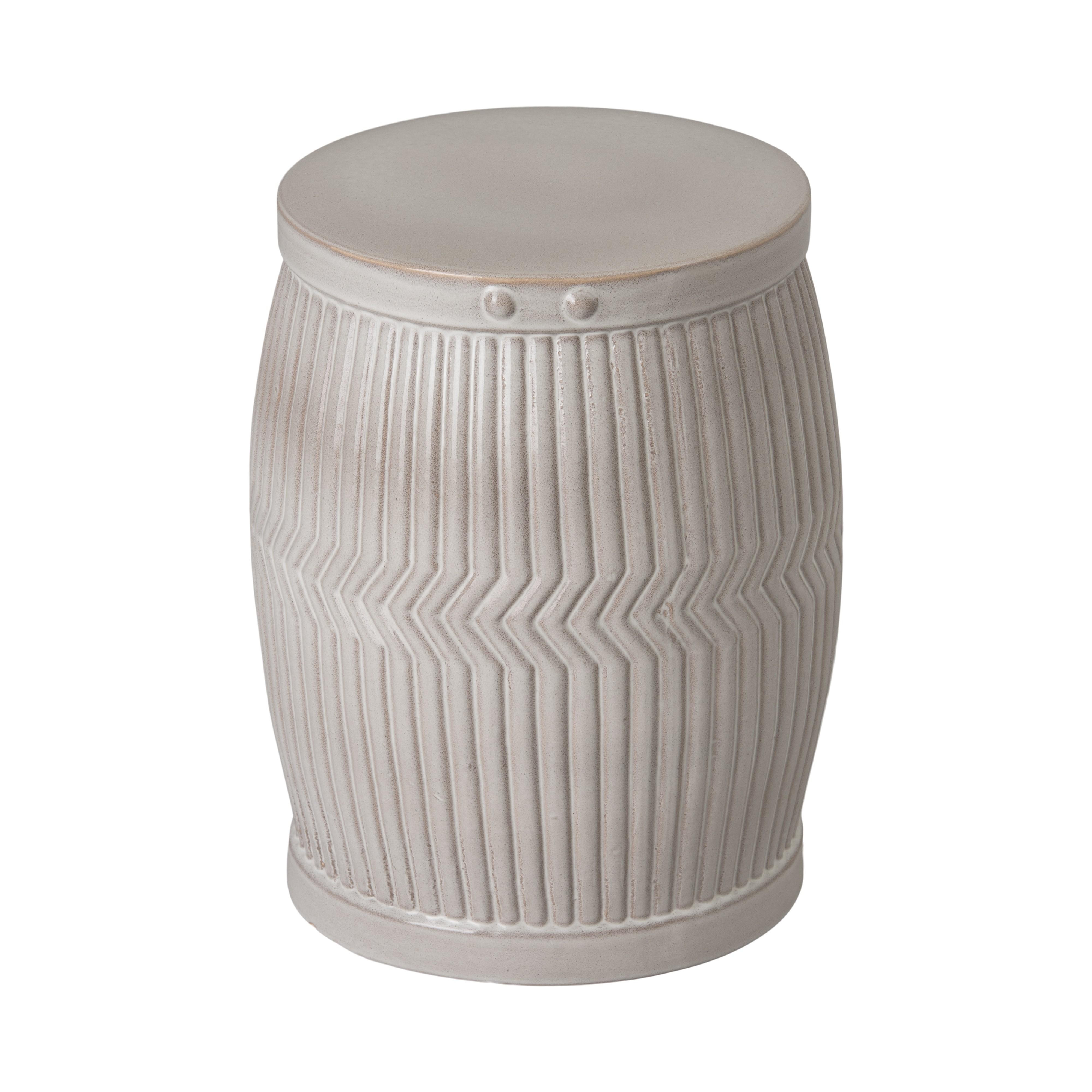 18 in. Dolly Tub Gray Ceramic Garden Stool