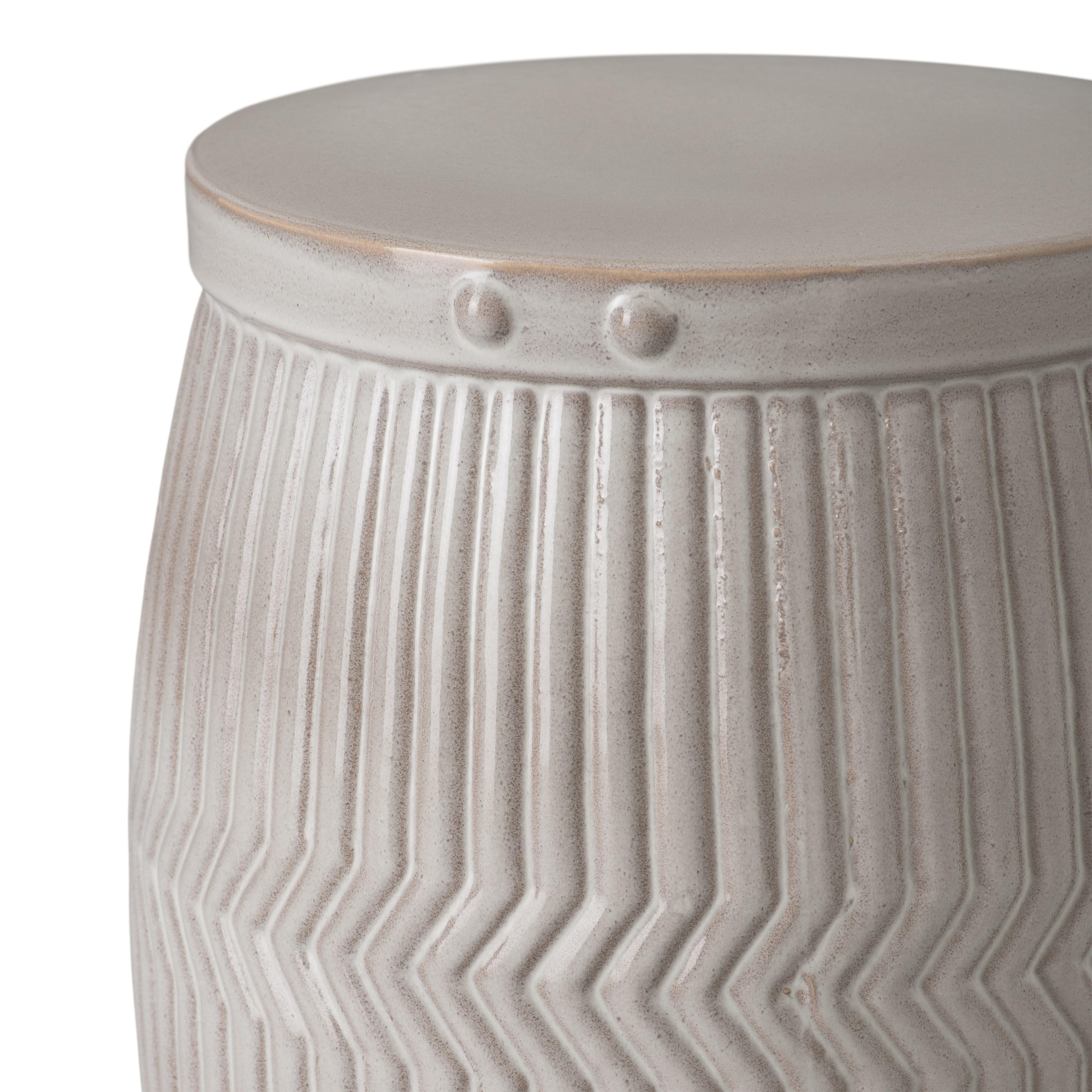 18 in. Dolly Tub Gray Ceramic Garden Stool