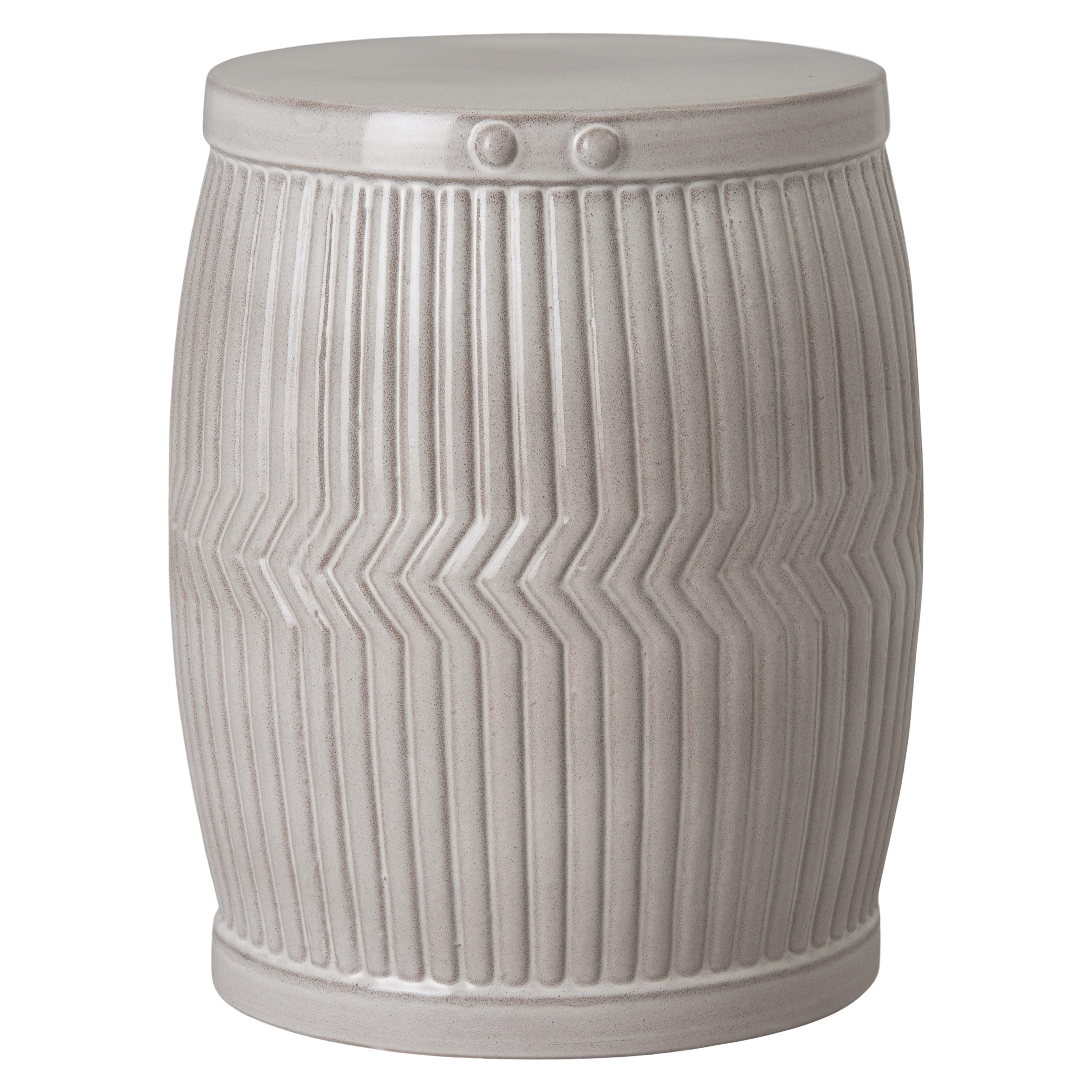 22 in. Dolly Tub Gray Ceramic Garden Stool