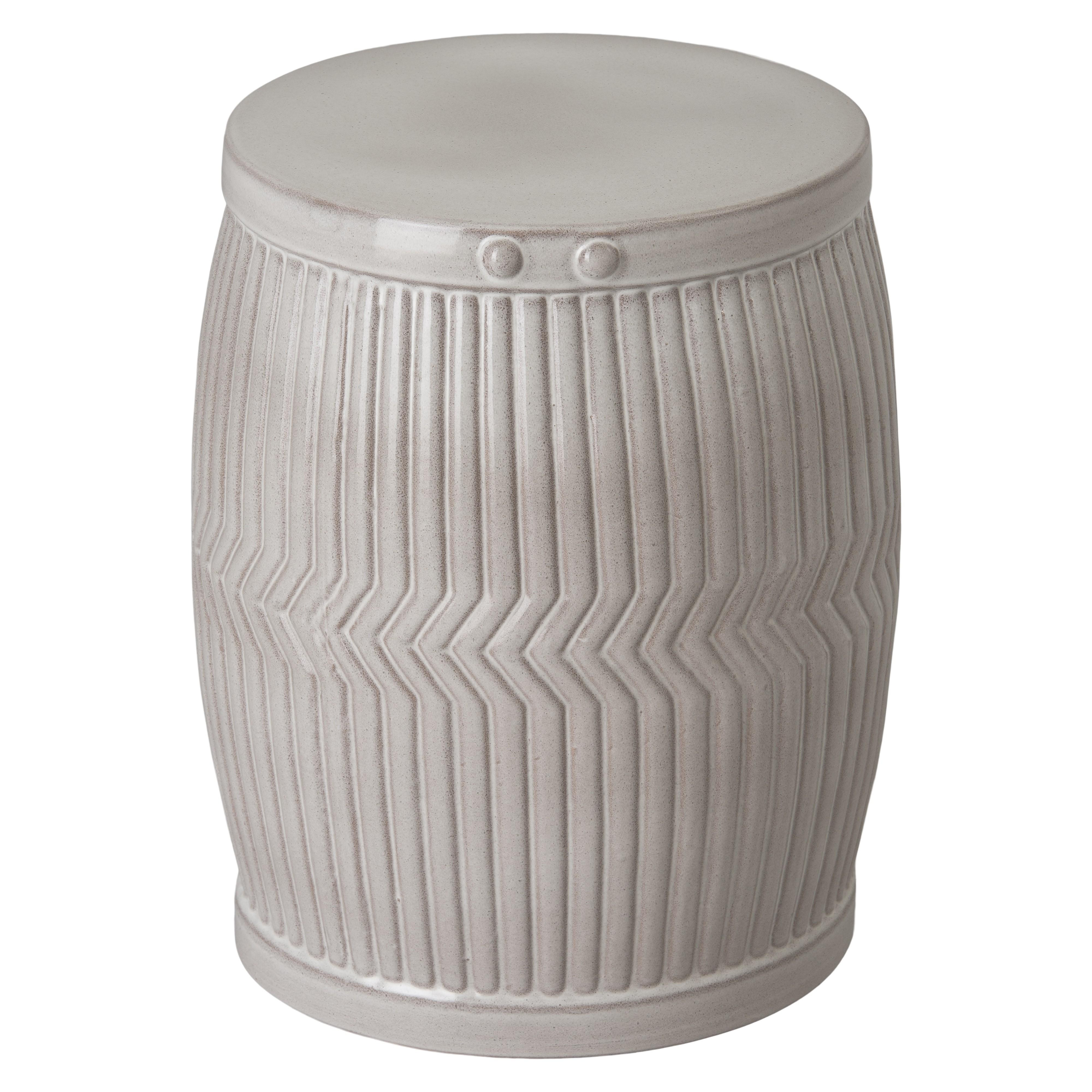 22 in. Dolly Tub Gray Ceramic Garden Stool