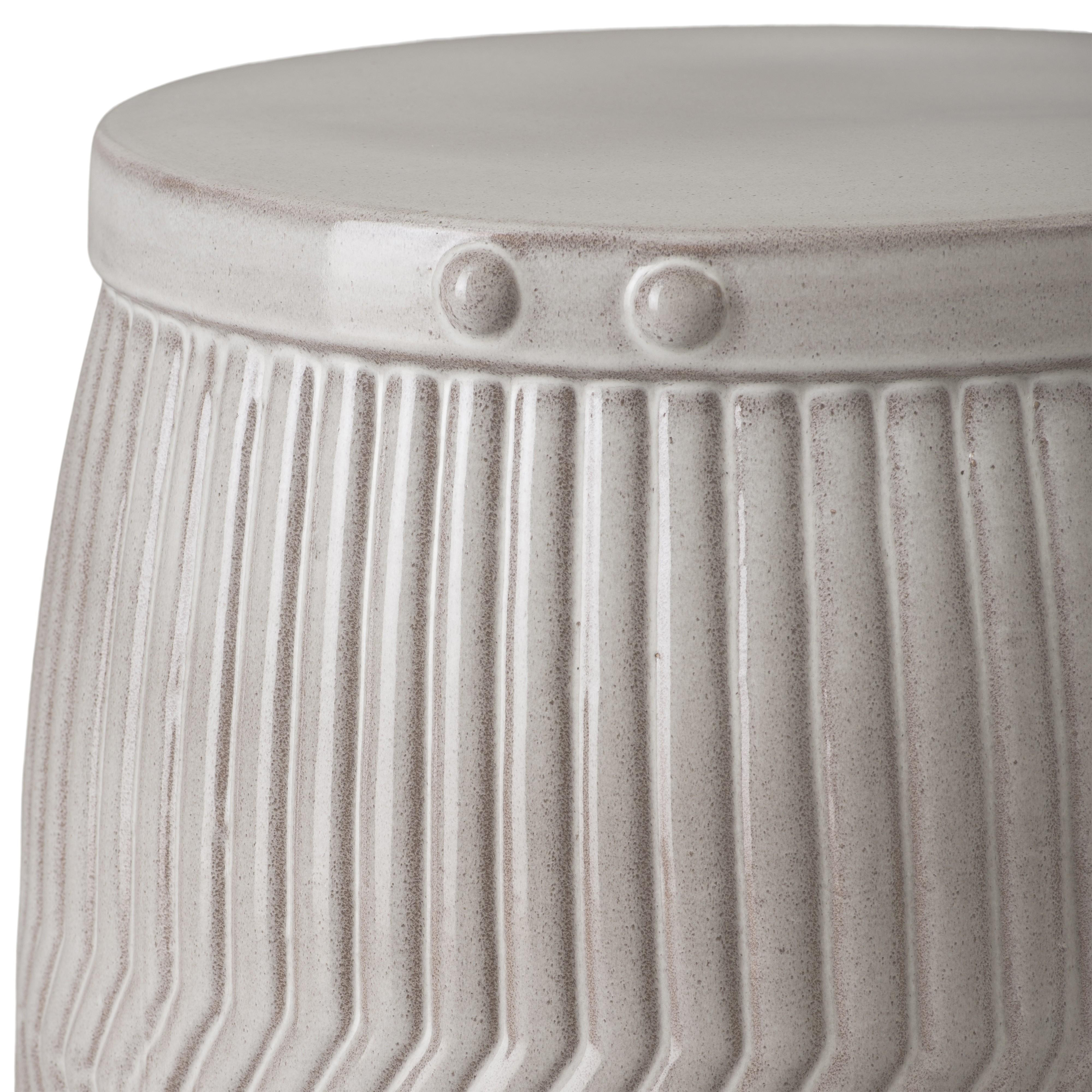 22 in. Dolly Tub Gray Ceramic Garden Stool