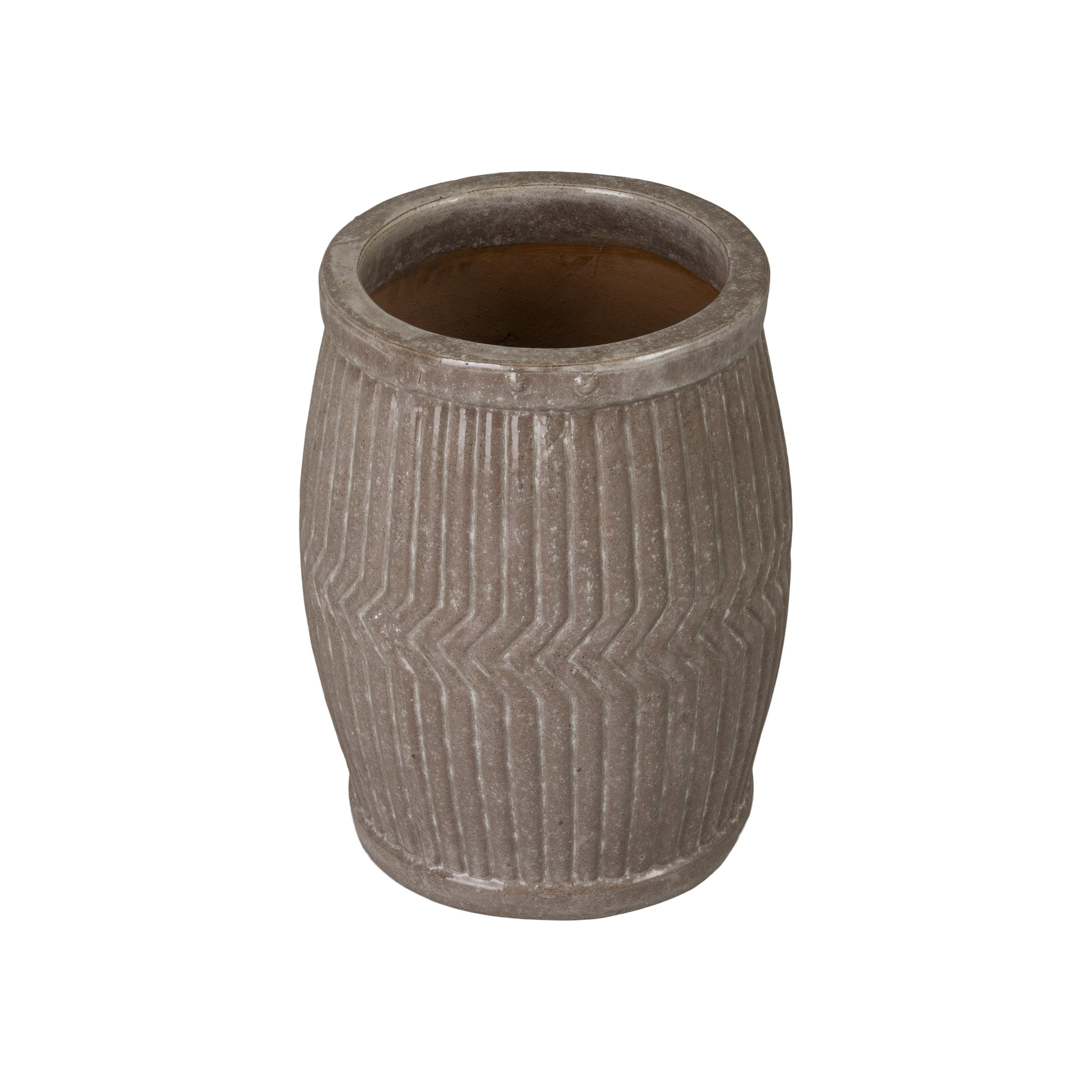 18 in. Dolly Tub Gray Ceramic Planter
